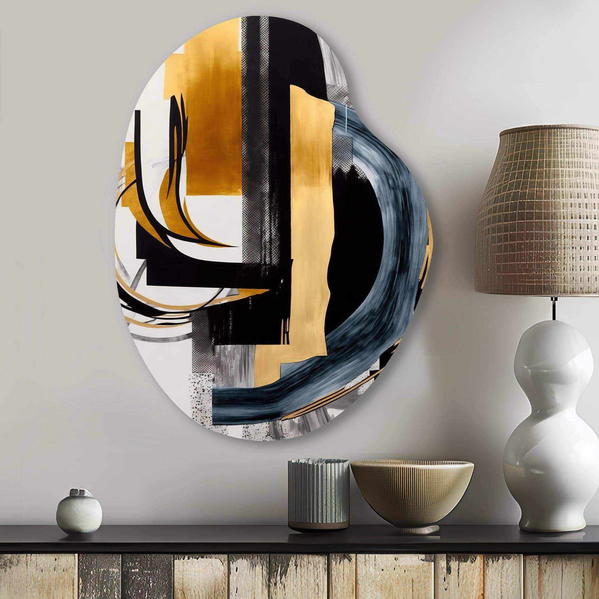 Glam Gold And Black Expression II - Asymmetric Metal Wall Art
