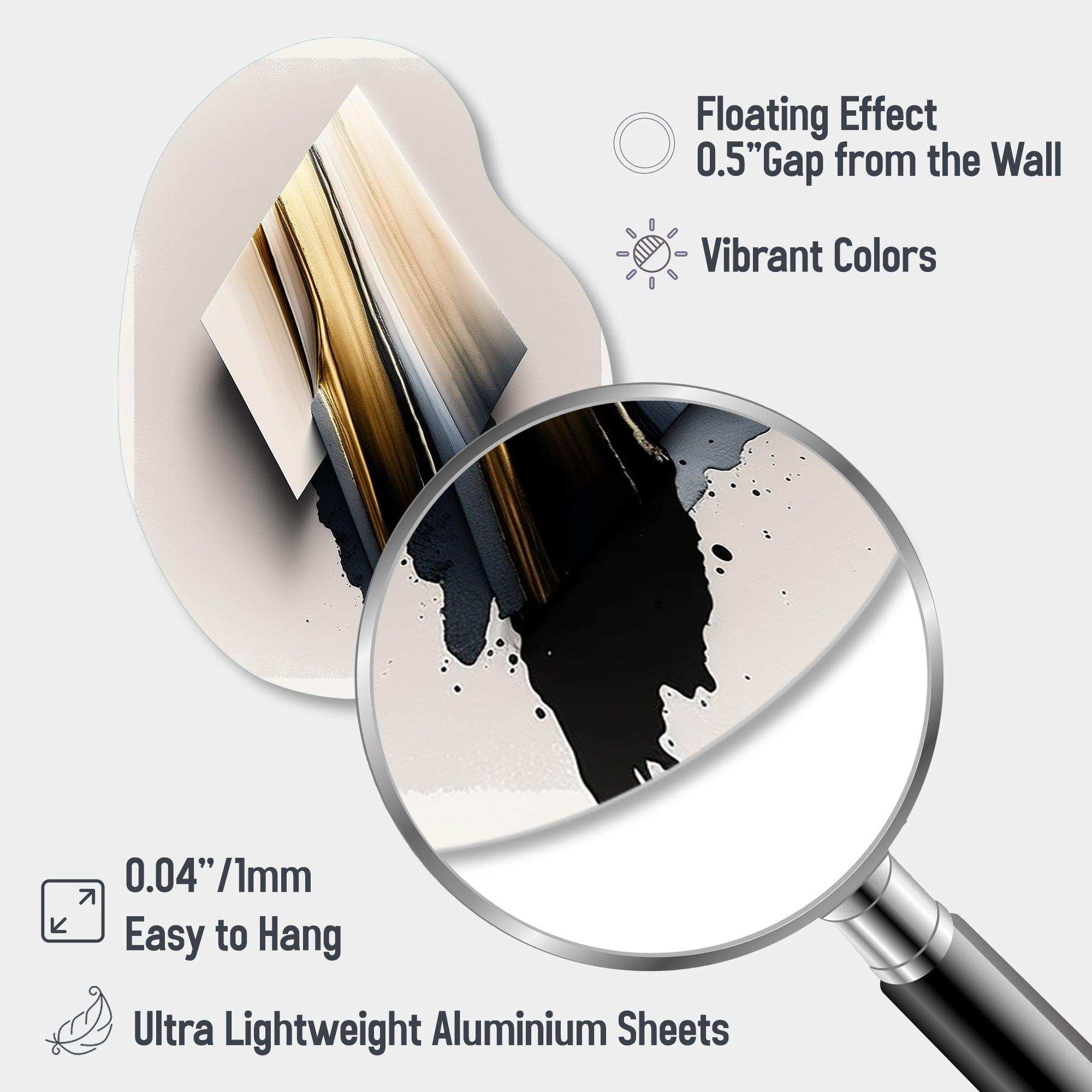 Black And Gold Cubic Expression III - Asymmetric Metal Wall Art