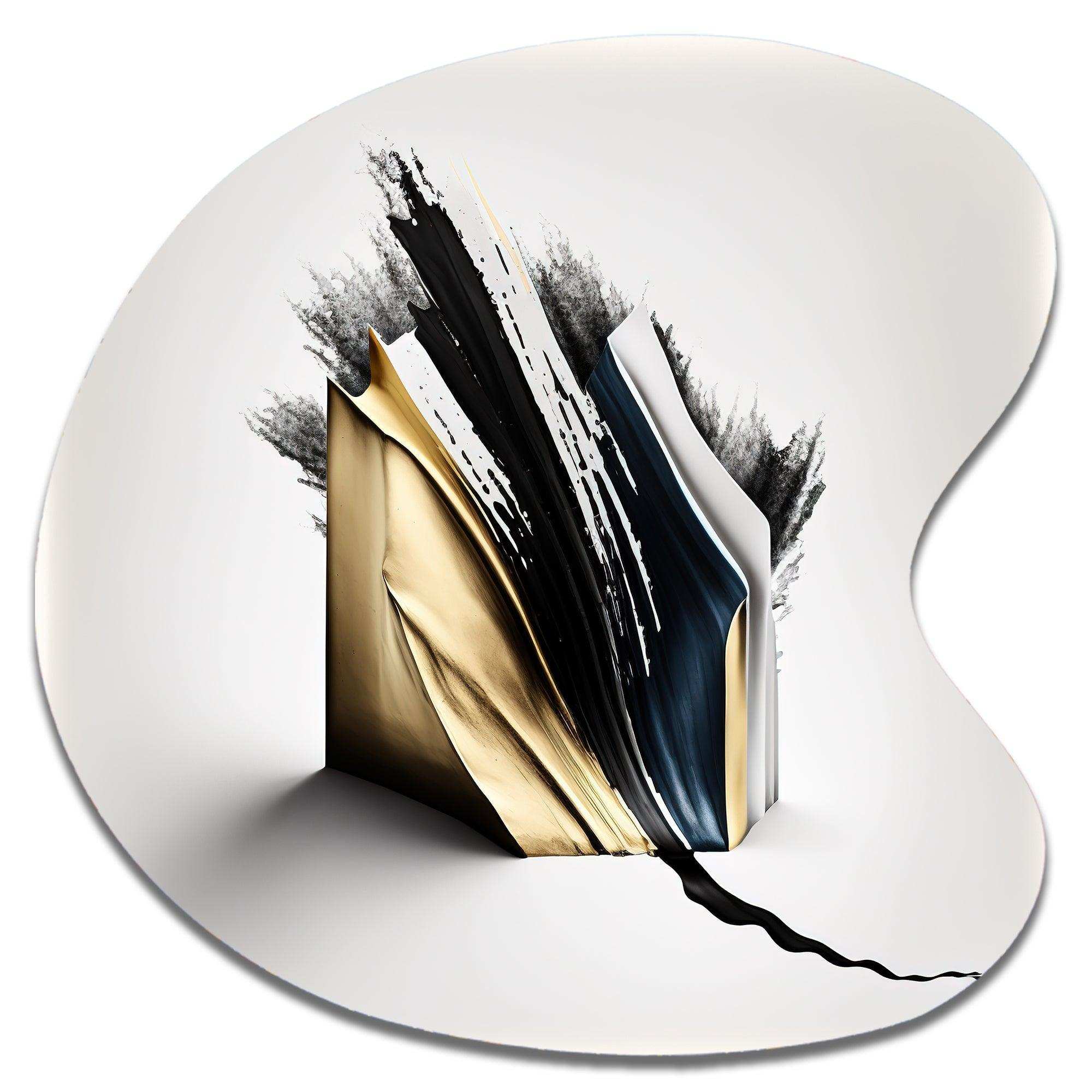 Black And Gold Cubic Expression VI - Asymmetric Metal Wall Art