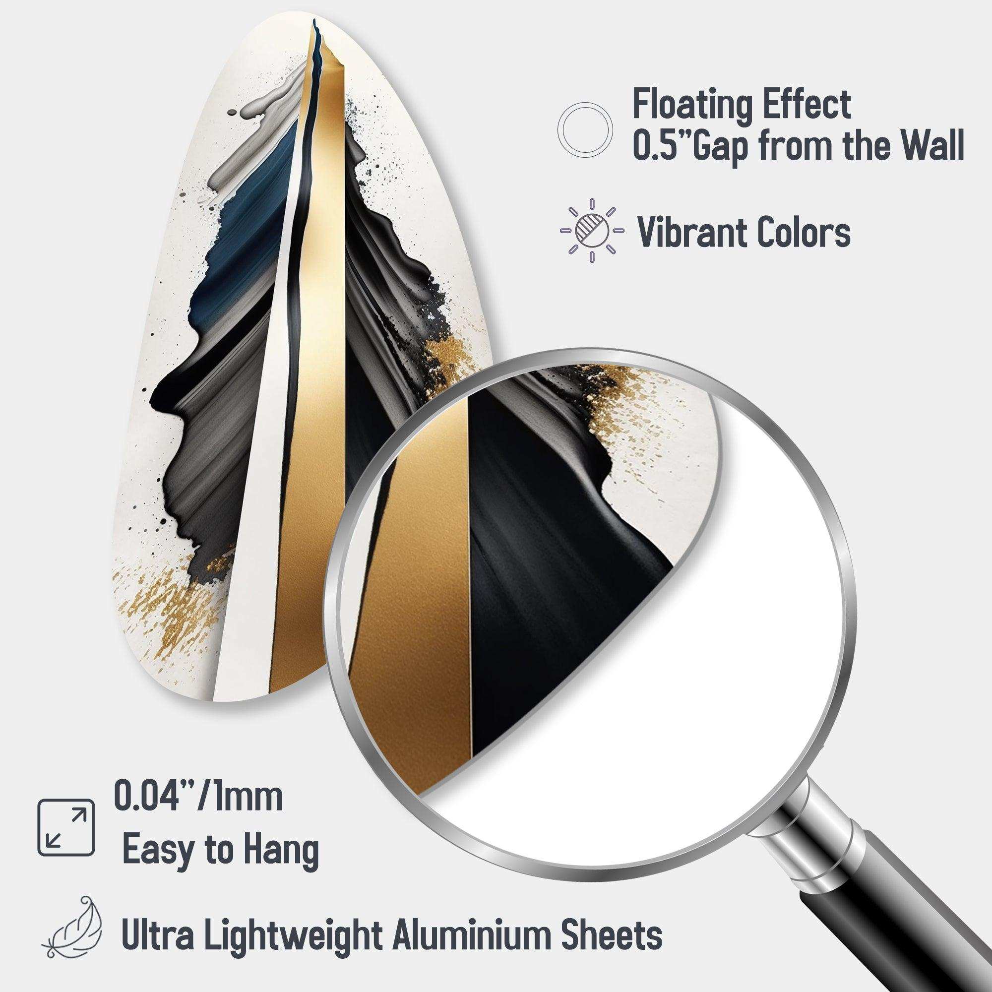 Black And Gold Cubic Expression VII - Asymmetric Metal Wall Art