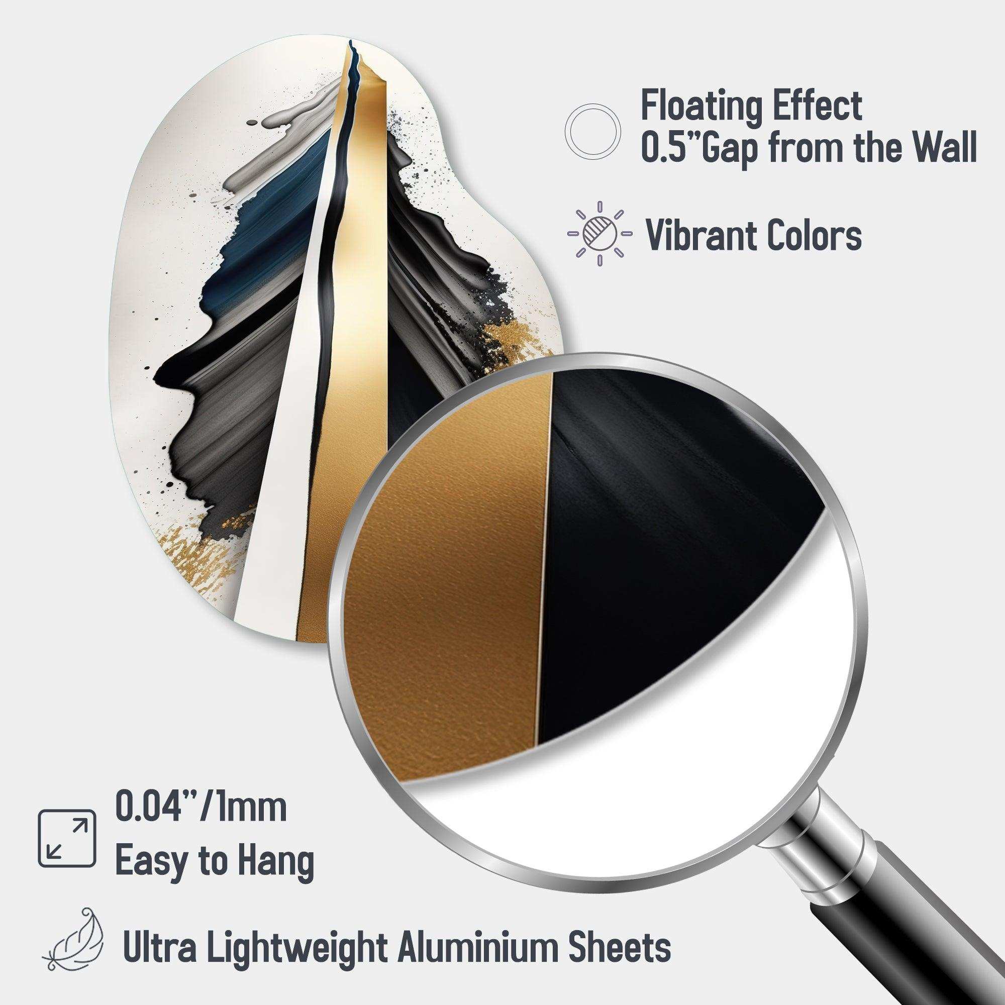 Black And Gold Cubic Expression VII - Asymmetric Metal Wall Art