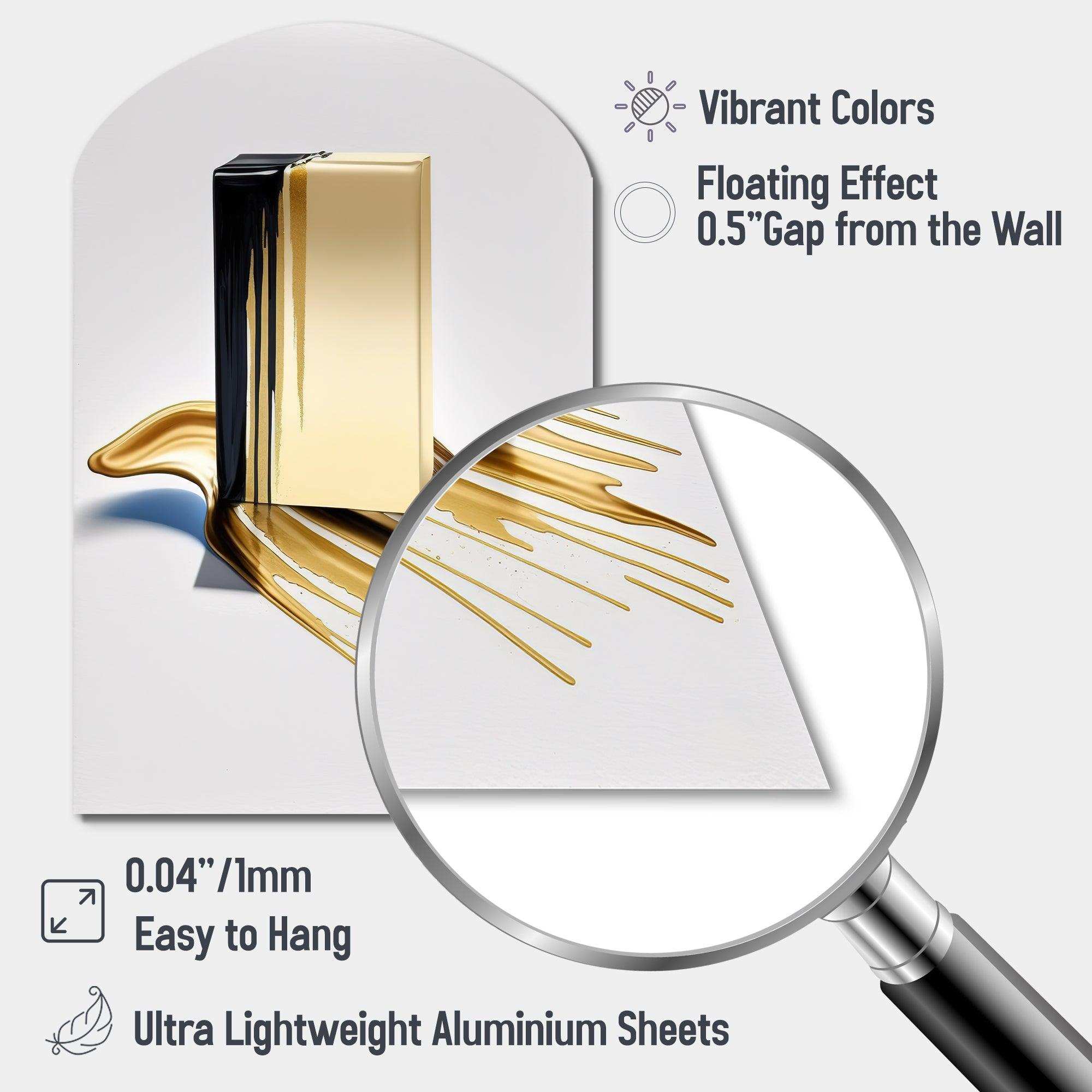 Black And Gold Cubic Expression VIII - Asymmetric Metal Wall Art