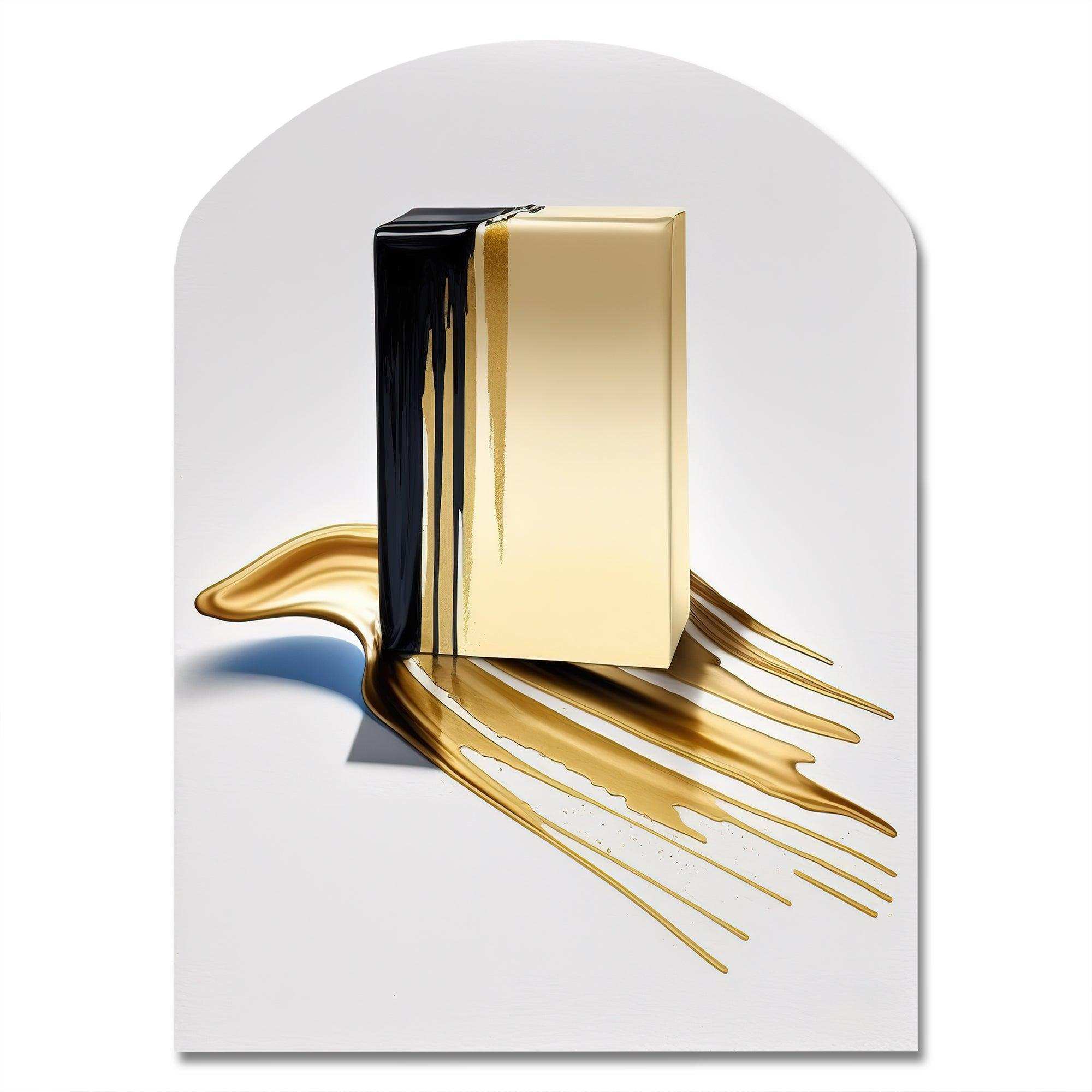 Black And Gold Cubic Expression VIII - Asymmetric Metal Wall Art