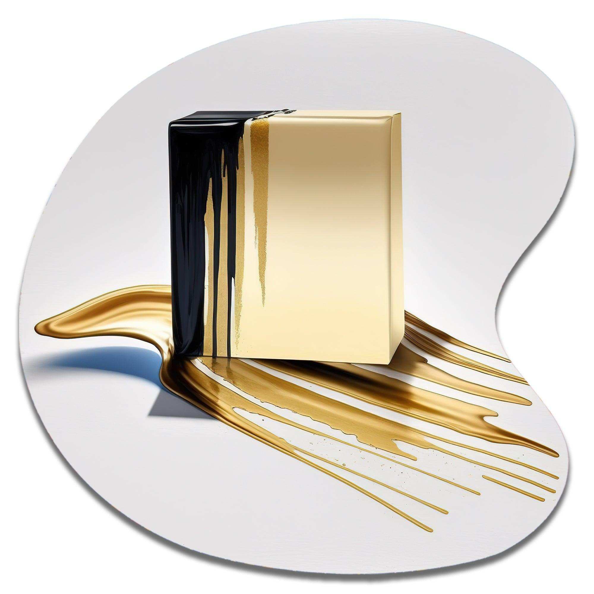 Black And Gold Cubic Expression VIII - Asymmetric Metal Wall Art