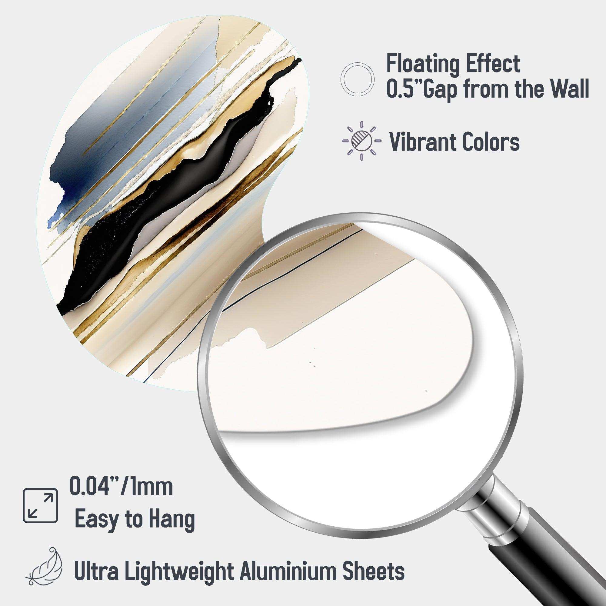 Black And Gold Cubic Expression X - Asymmetric Metal Wall Art