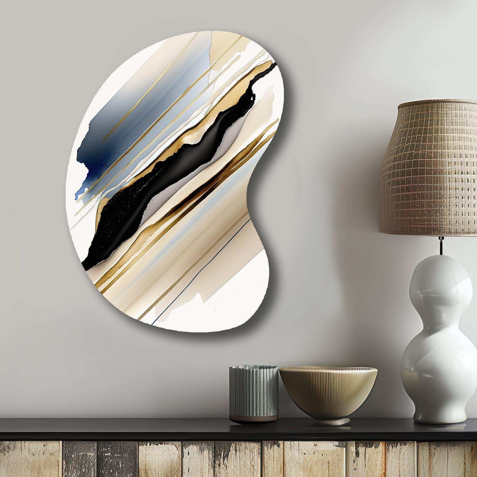 Black And Gold Cubic Expression X - Asymmetric Metal Wall Art