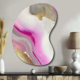 Pink And Gold Marble Abstract II - Asymmetric Metal Wall Art