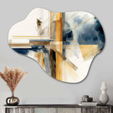 Modern Blue And Gold Abstract IV - Asymmetric Metal Wall Art
