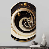 Black, Silver And Gold Blending Swirls VII - Asymmetric Metal Wall Art