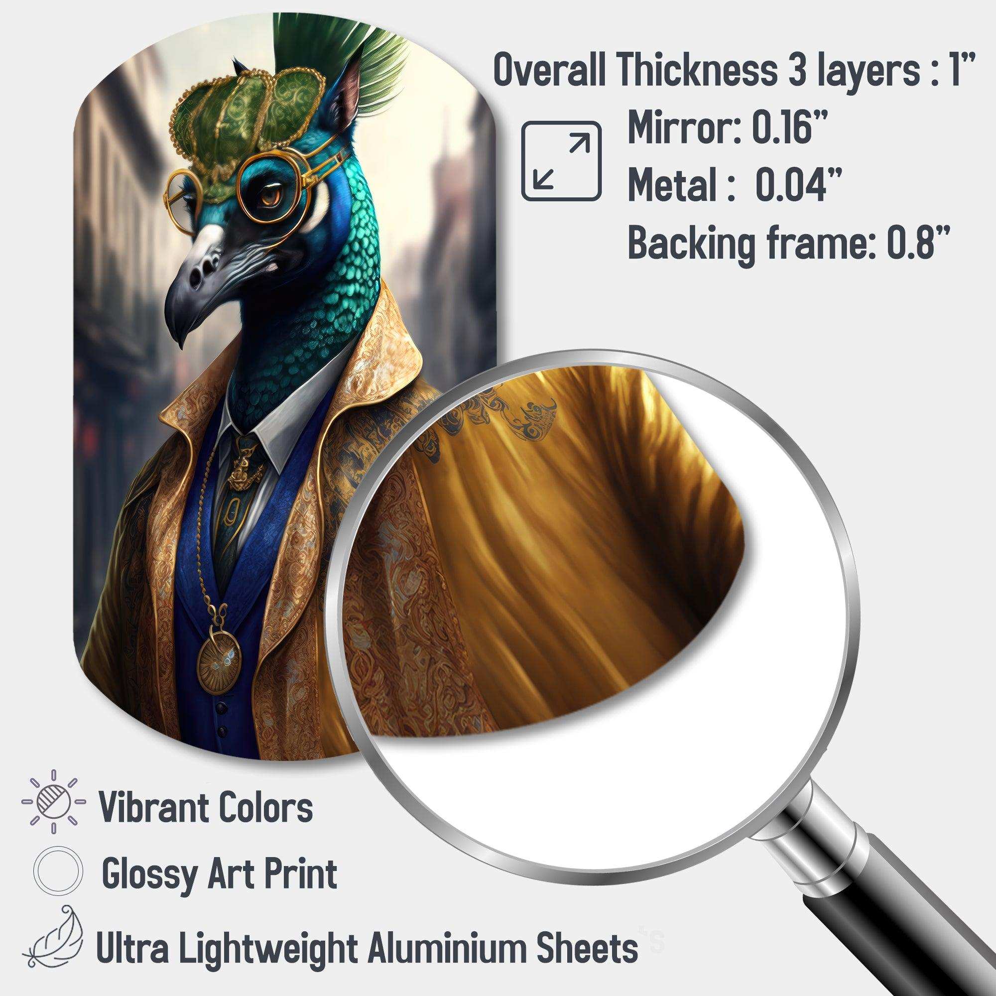Peacock Gangster In NYC III - Asymmetric Metal Wall Art
