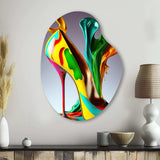 Multicolor Glass High Heel Shoe III - Asymmetric Metal Wall Art