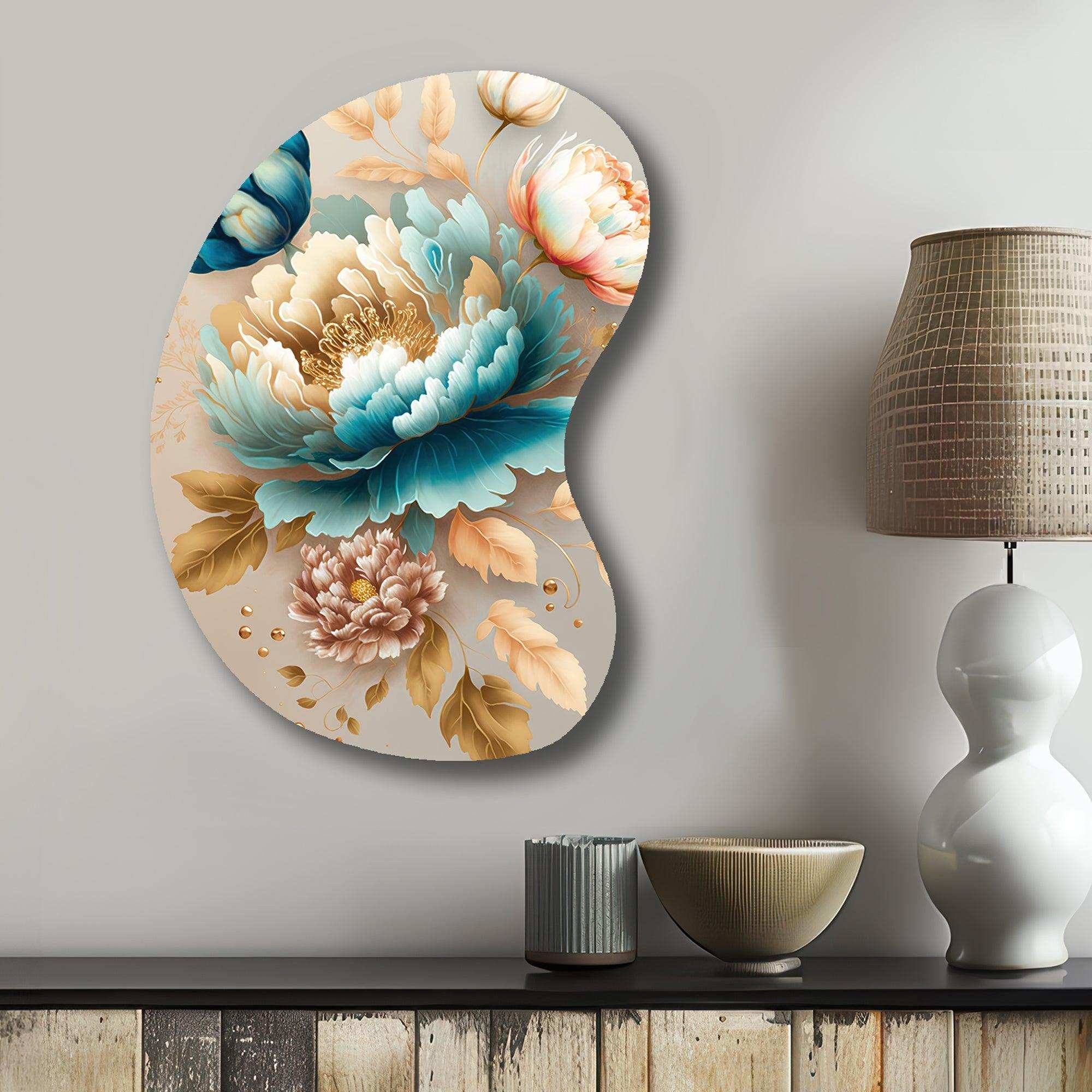 Multi-Color Blooming Flowers I - Asymmetric Metal Wall Art