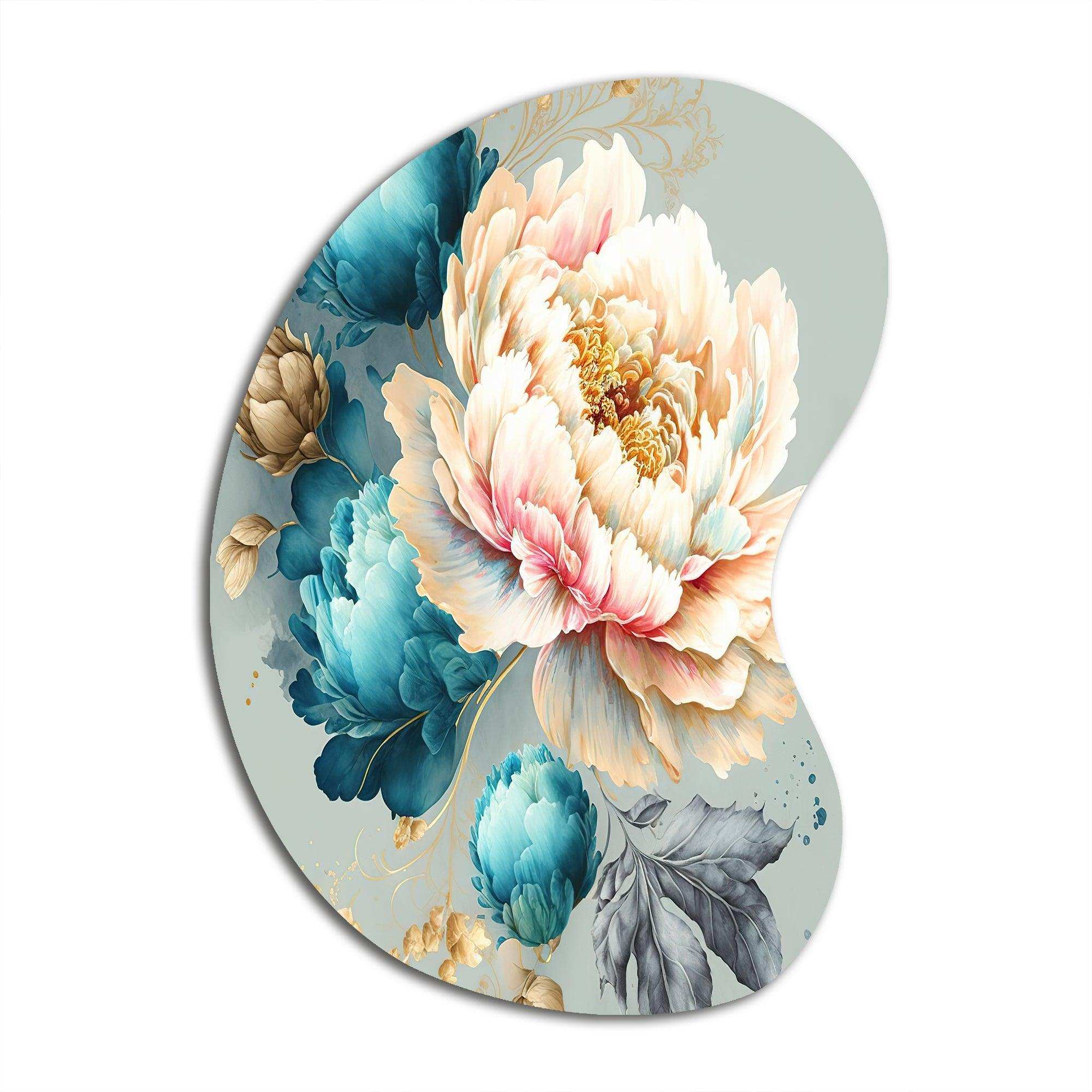 Multi-Color Blooming Flowers IV - Asymmetric Metal Wall Art