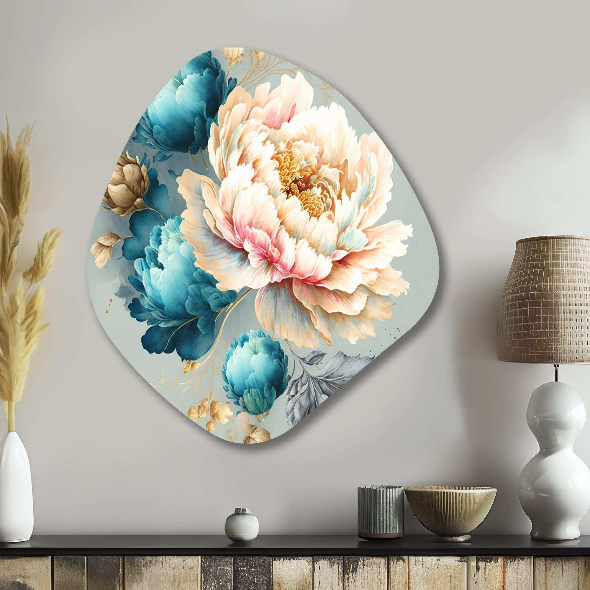 Multi-Color Blooming Flowers IV - Asymmetric Metal Wall Art