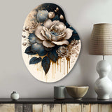 Black And White Rose Design III - Asymmetric Metal Wall Art