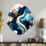 Abstract Marble Geode Blue II - Asymmetric Metal Wall Art