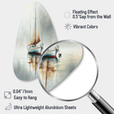 Boat On The Lake II - Asymmetric Metal Wall Art