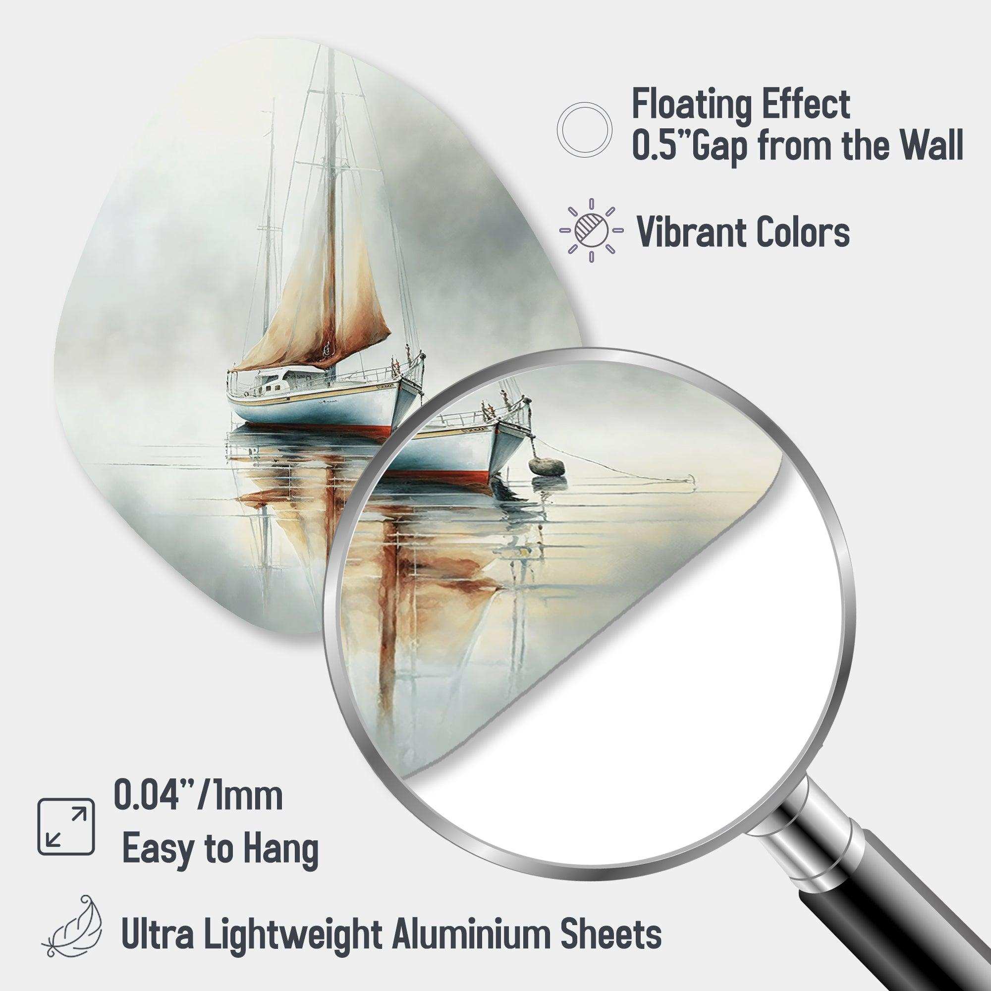 Boat On The Lake II - Asymmetric Metal Wall Art