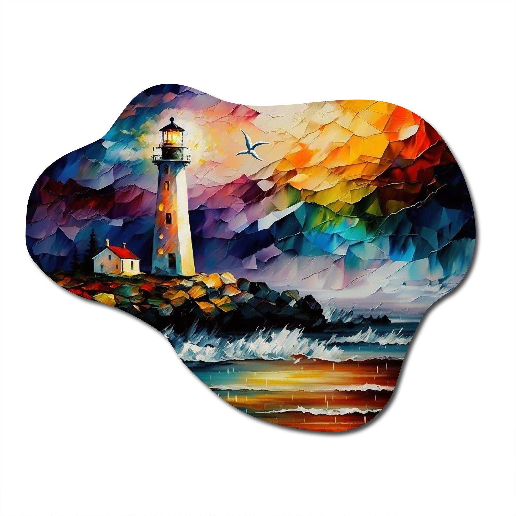 Lighthouse By The Ocean V - Asymmetric Metal Wall Art