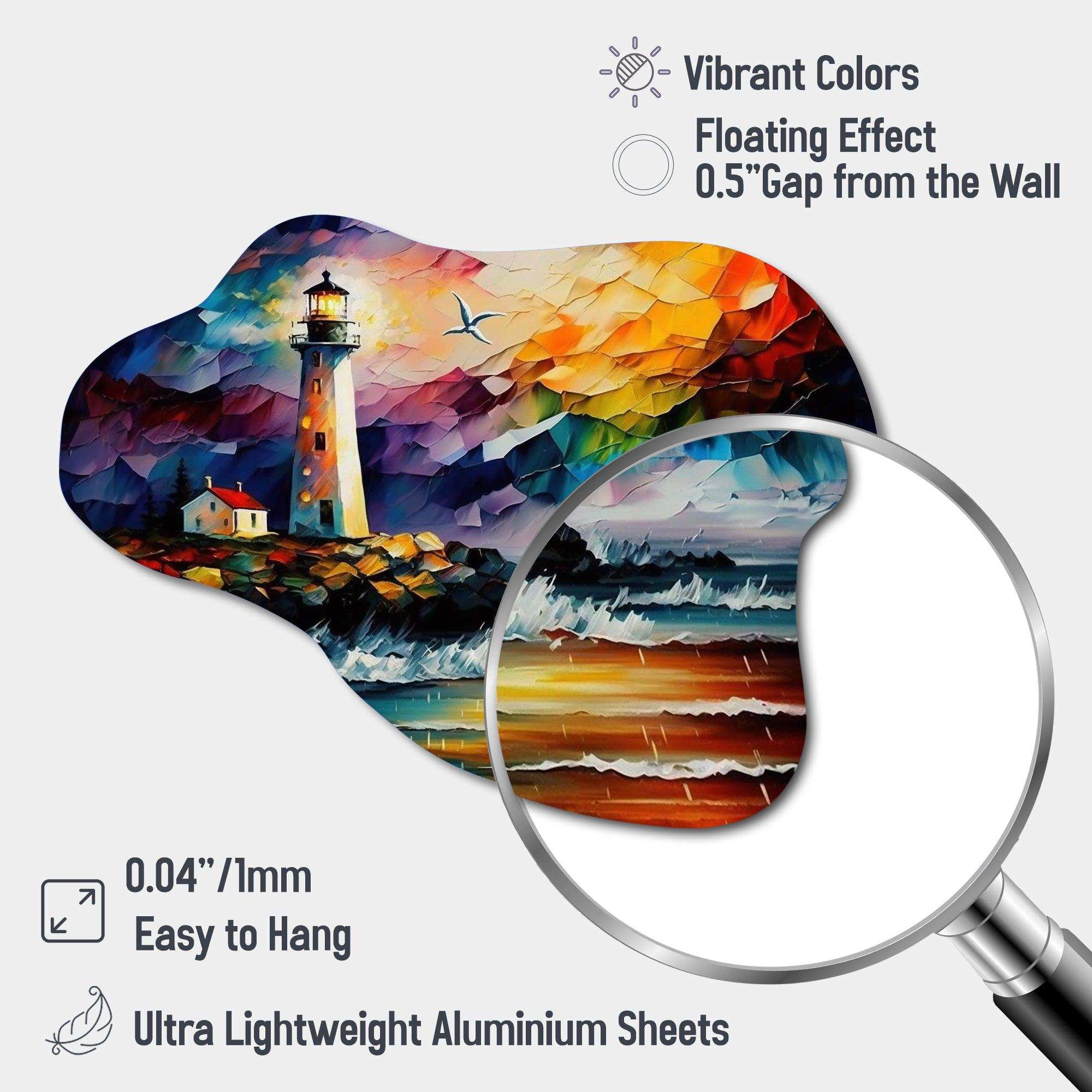 Lighthouse By The Ocean V - Asymmetric Metal Wall Art