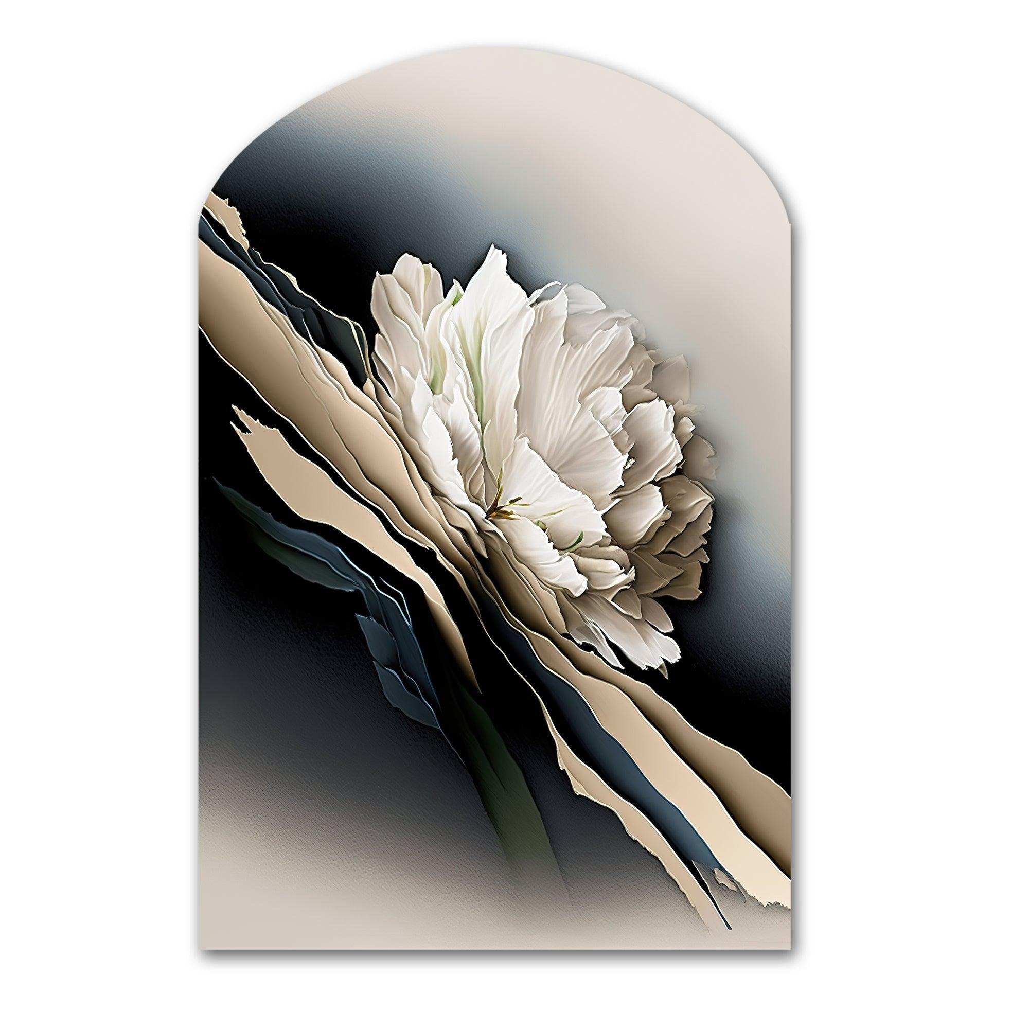 Beige Peony Flowers Hyperrealistic II - Asymmetric Metal Wall Art
