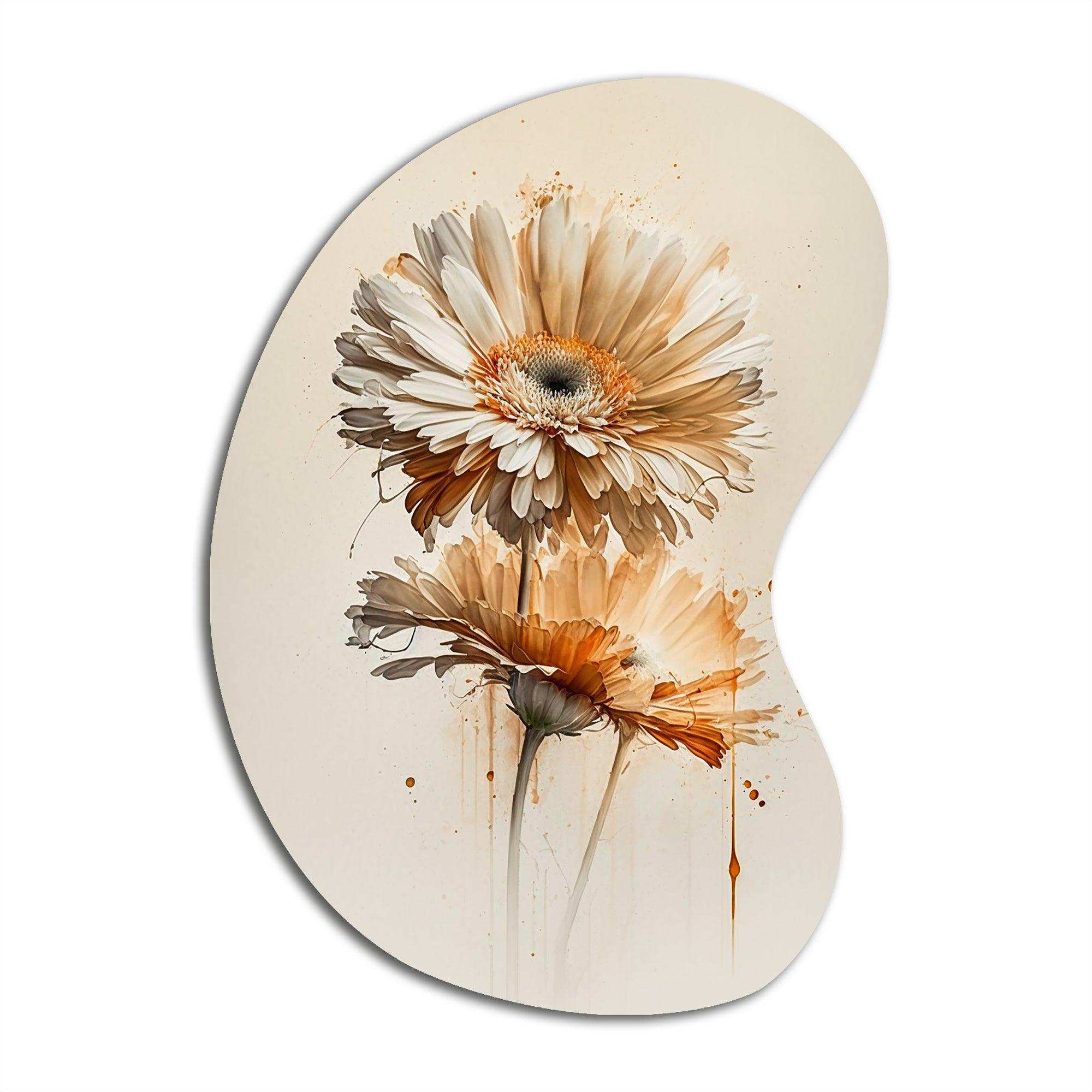 Orange Gerbera Flower III - Asymmetric Metal Wall Art