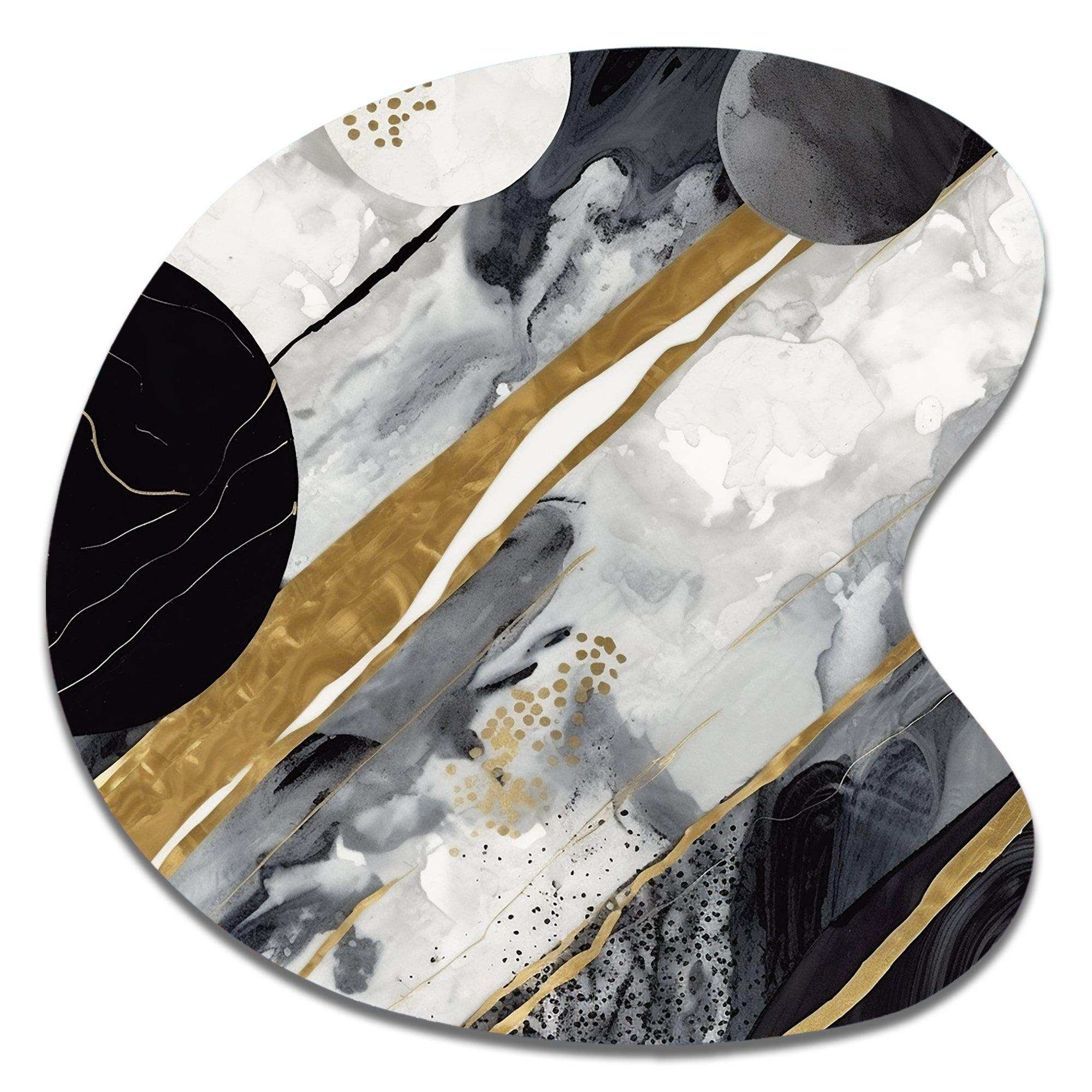 Black Gold Fusion Of Marble I - Asymmetric Metal Wall Art