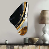 Black Gold Abstract Shapes Marble I - Asymmetric Metal Wall Art