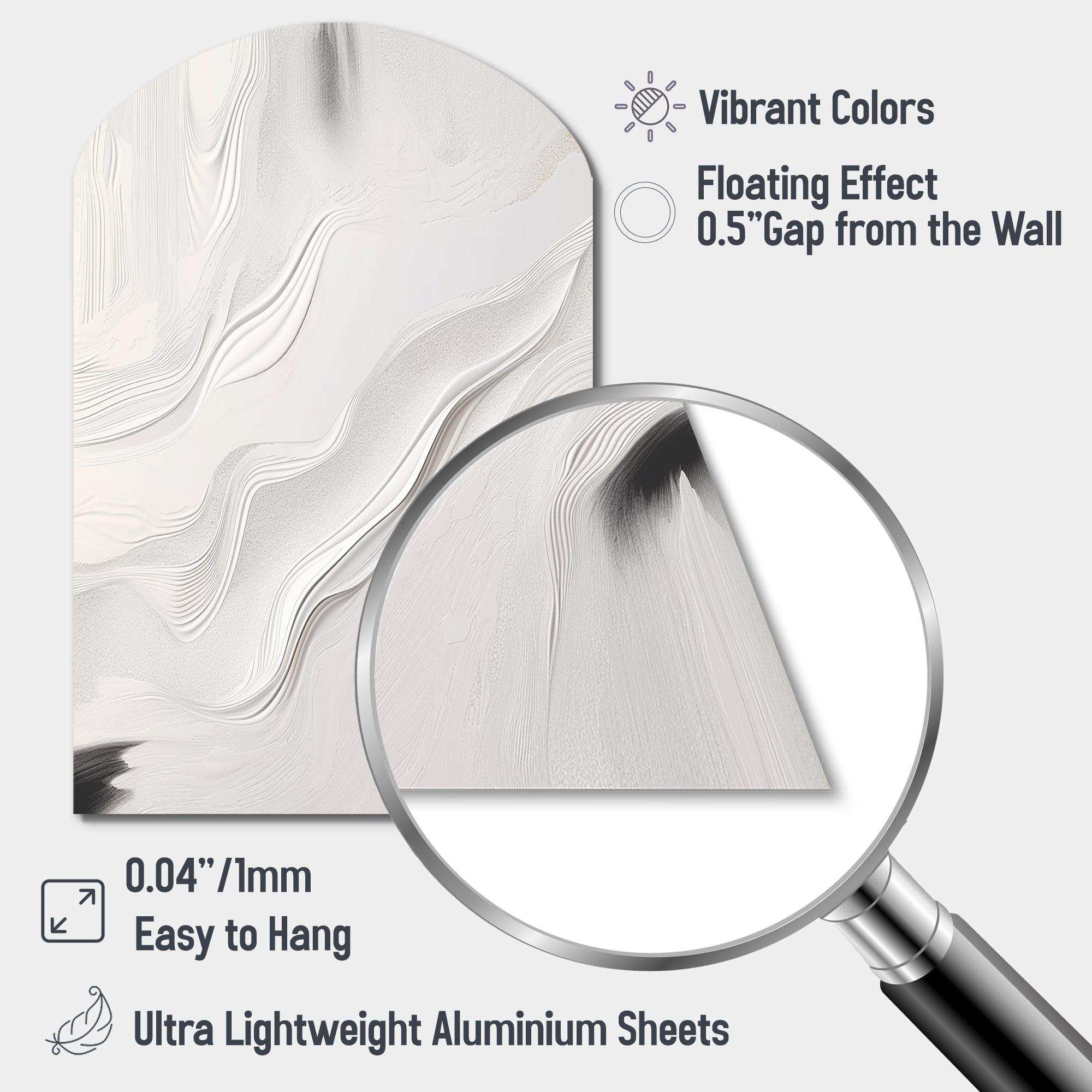 White And Grey Ripples Of Stone V - Asymmetric Metal Wall Art