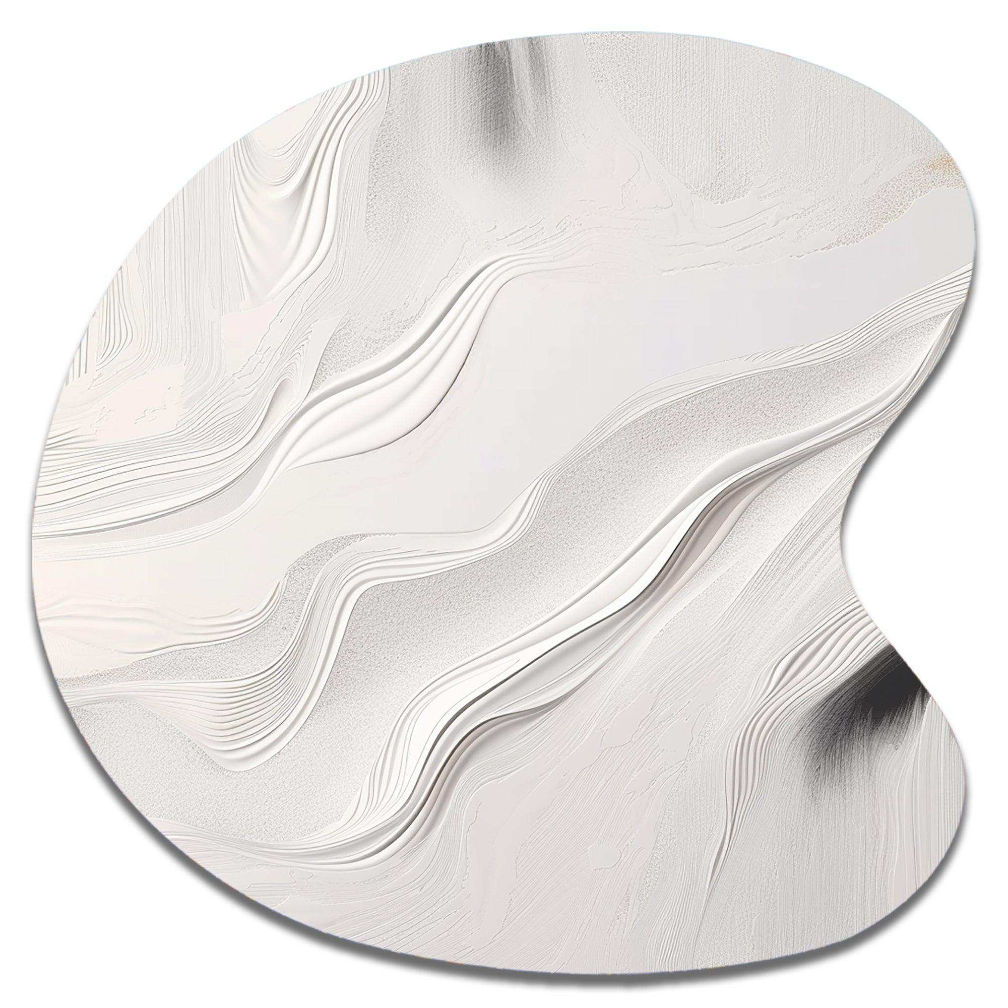 White And Grey Ripples Of Stone V - Asymmetric Metal Wall Art