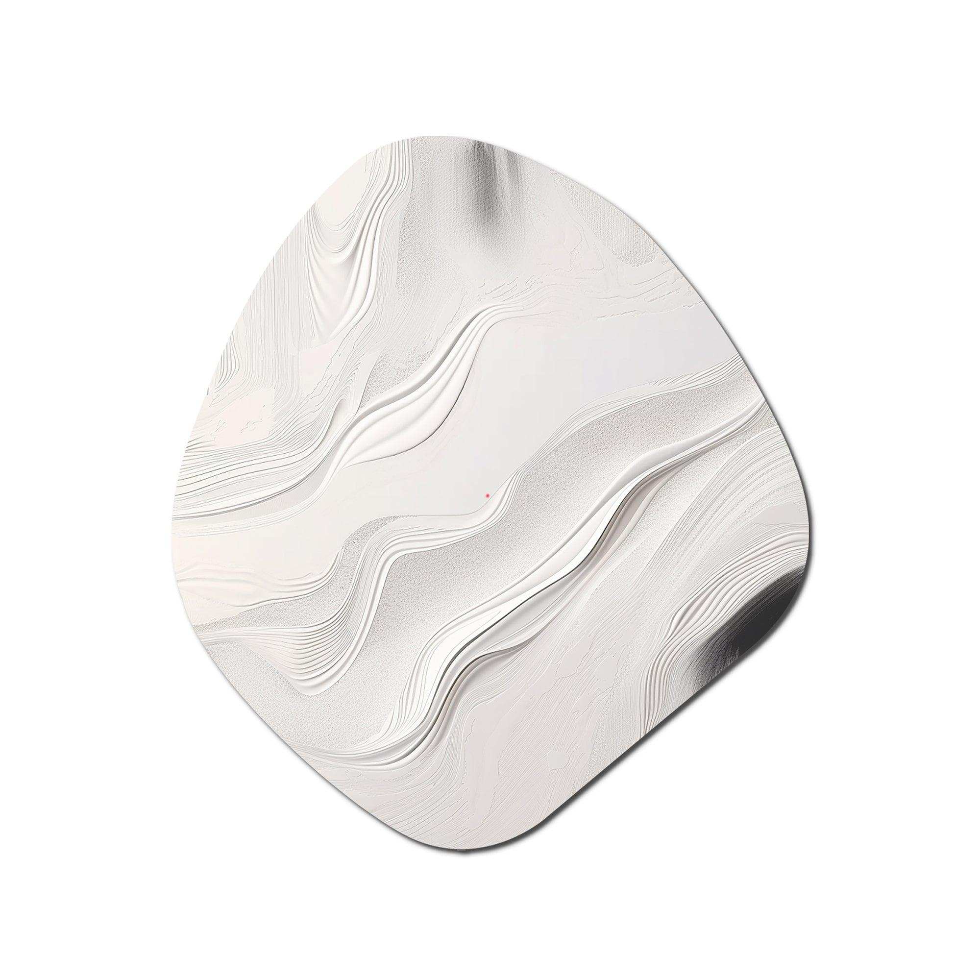 White And Grey Ripples Of Stone V - Asymmetric Metal Wall Art