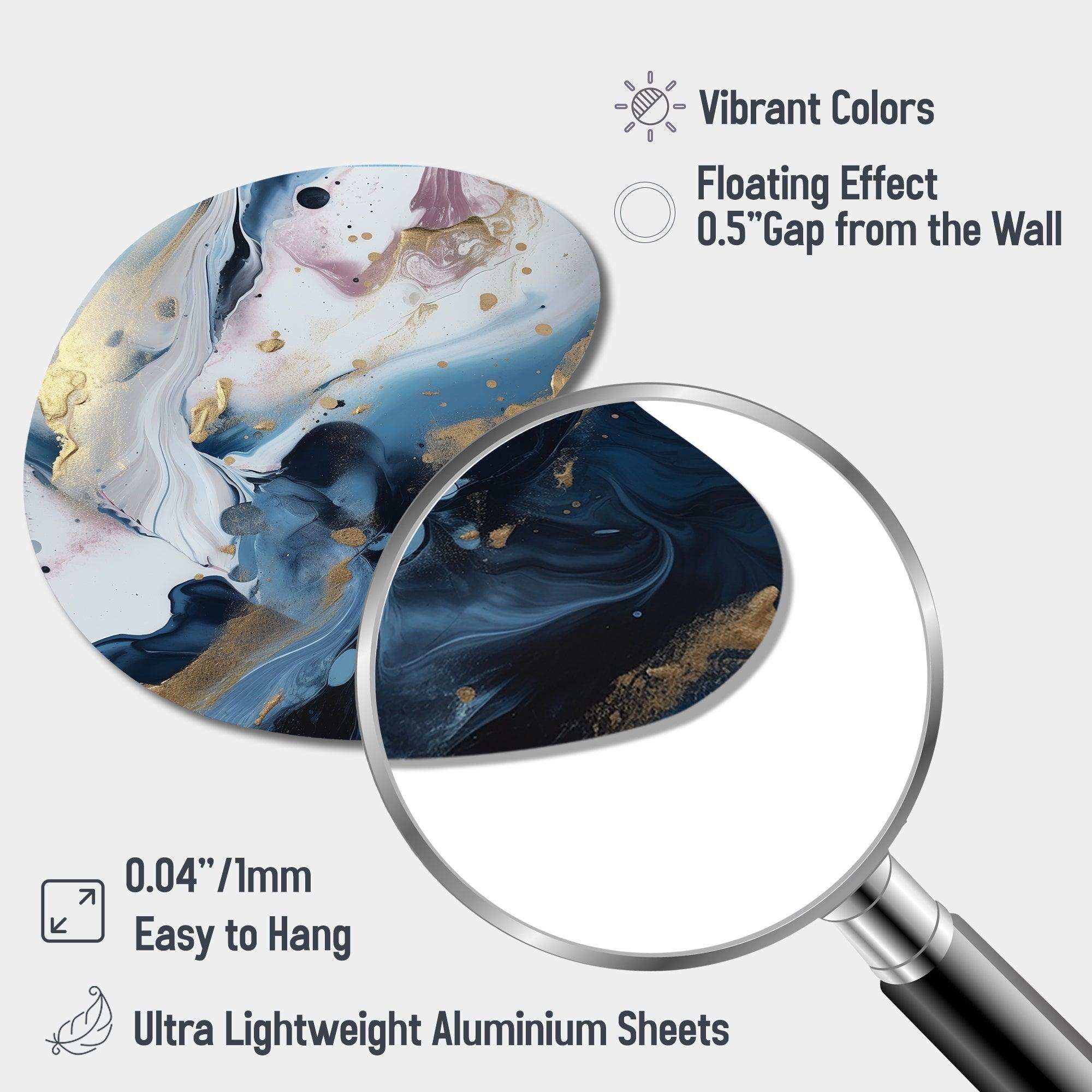 Blue And White Enigmatic Stones II - Asymmetric Metal Wall Art