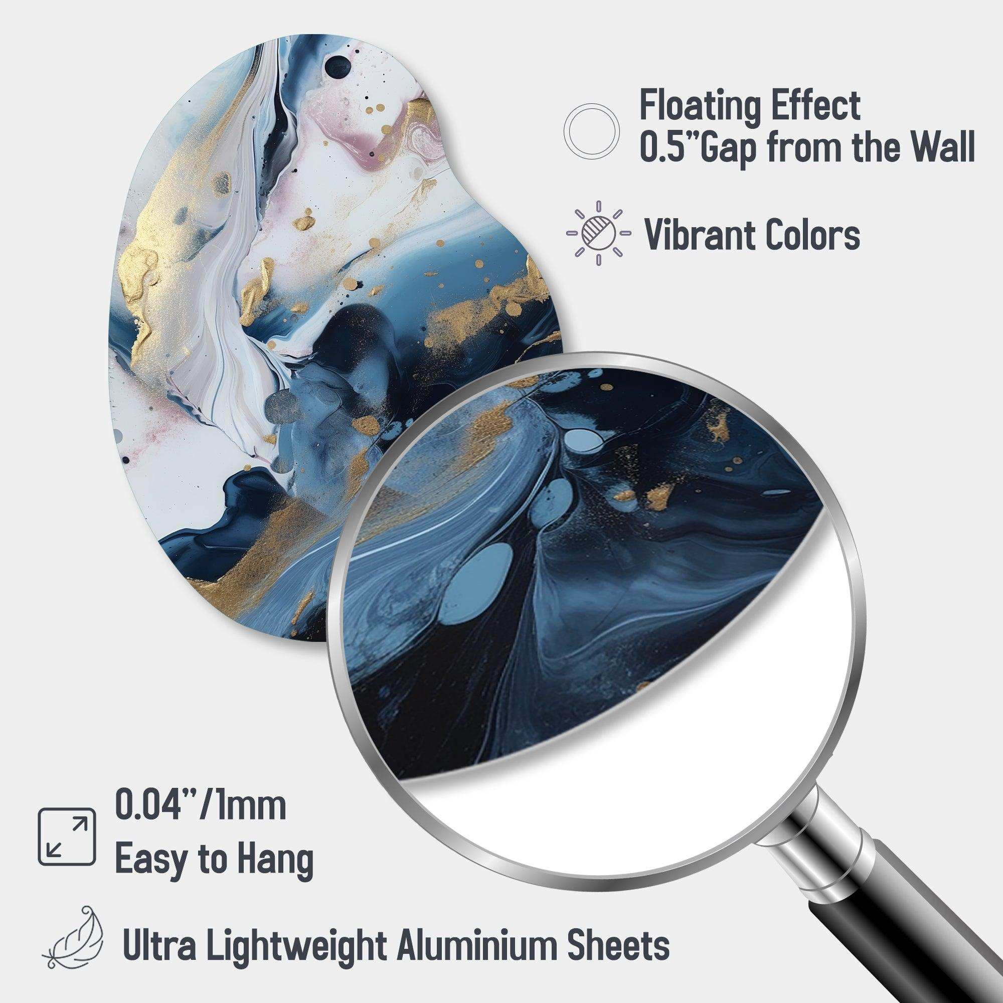 Blue And White Enigmatic Stones II - Asymmetric Metal Wall Art