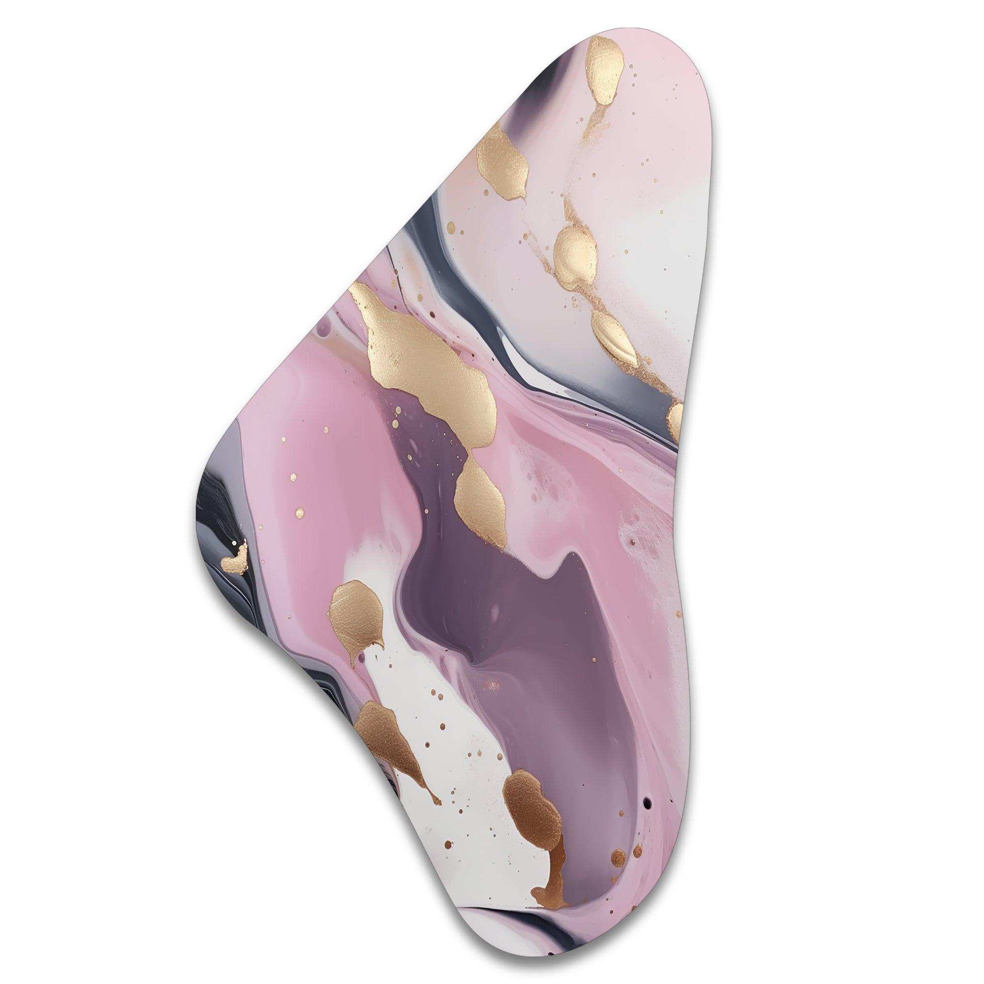 Pink And Gold Mysterious Marble V - Asymmetric Metal Wall Art