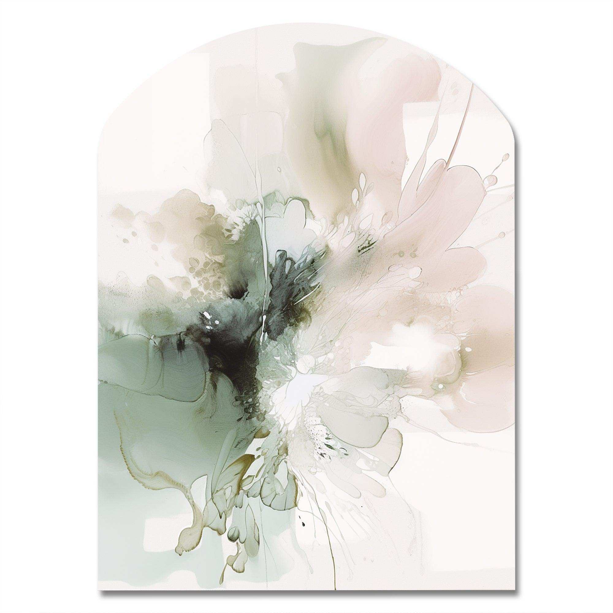 Green And Cream Essence Of Modernity I - Asymmetric Metal Wall Art