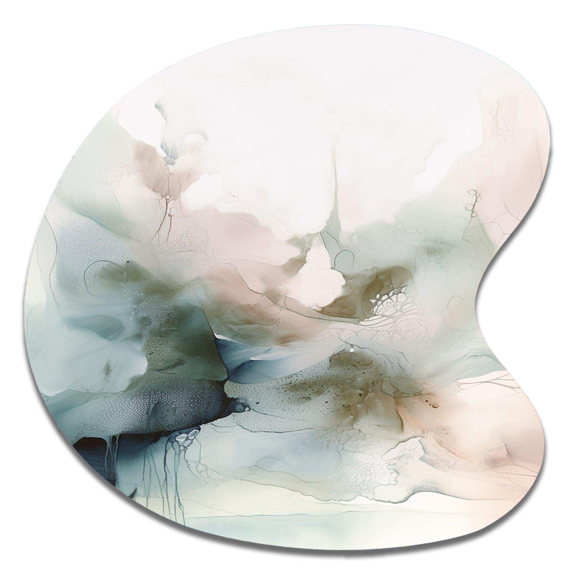Green And Cream Essence Of Modernity II - Asymmetric Metal Wall Art