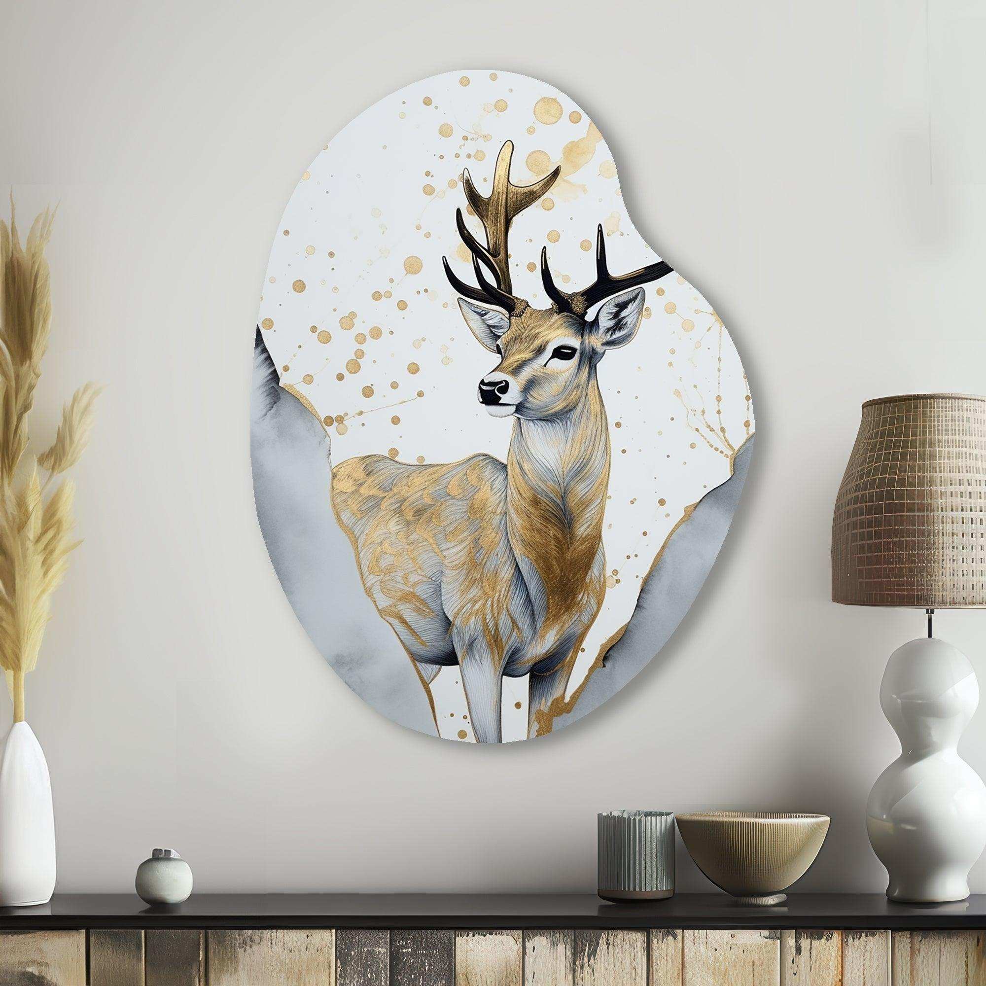 Brown Deer In The Wild Painting II - Asymmetric Metal Wall Art