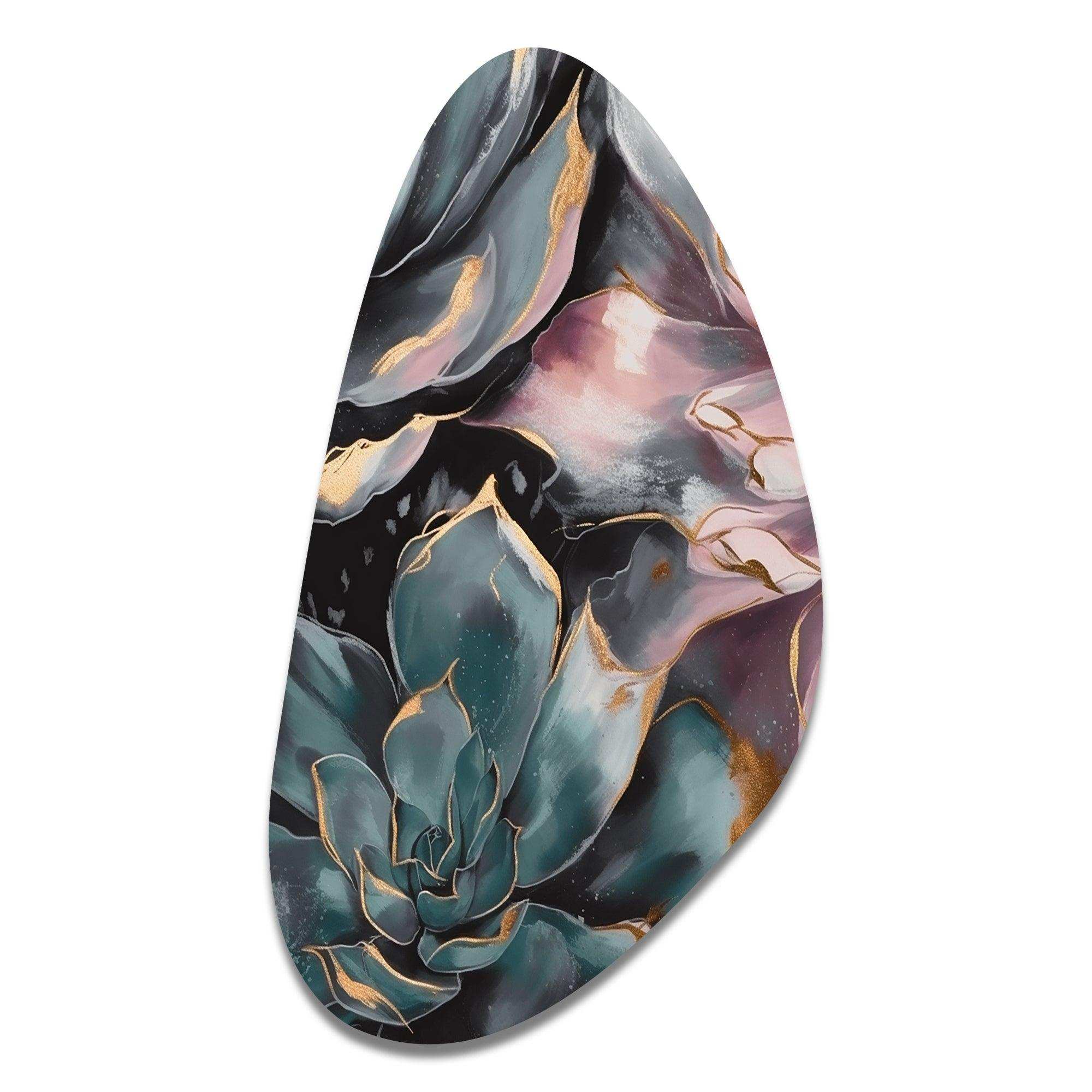 Green Serenade Of Succulents I - Asymmetric Metal Wall Art