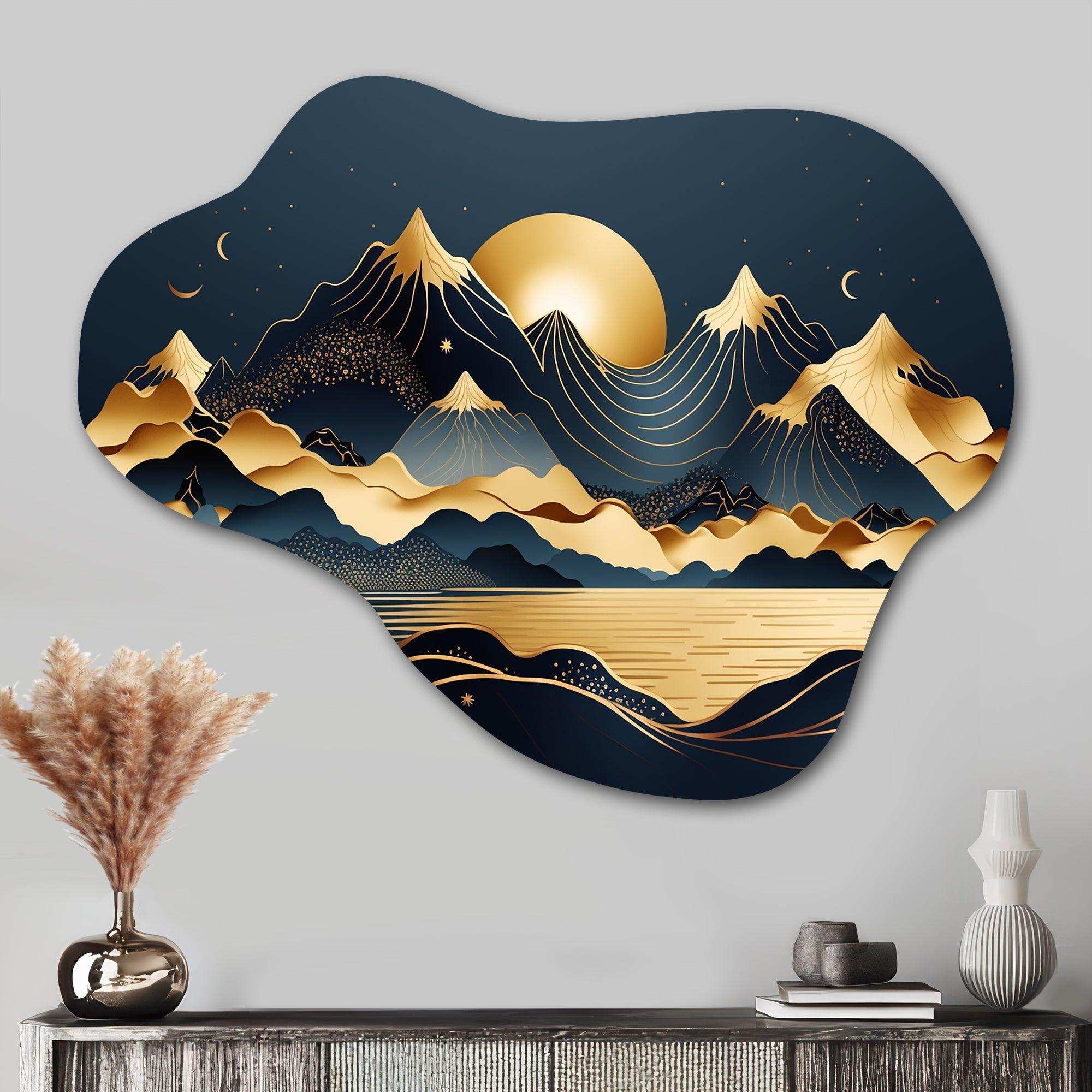 Gold Minimalist Mountains II - Asymmetric Metal Wall Art