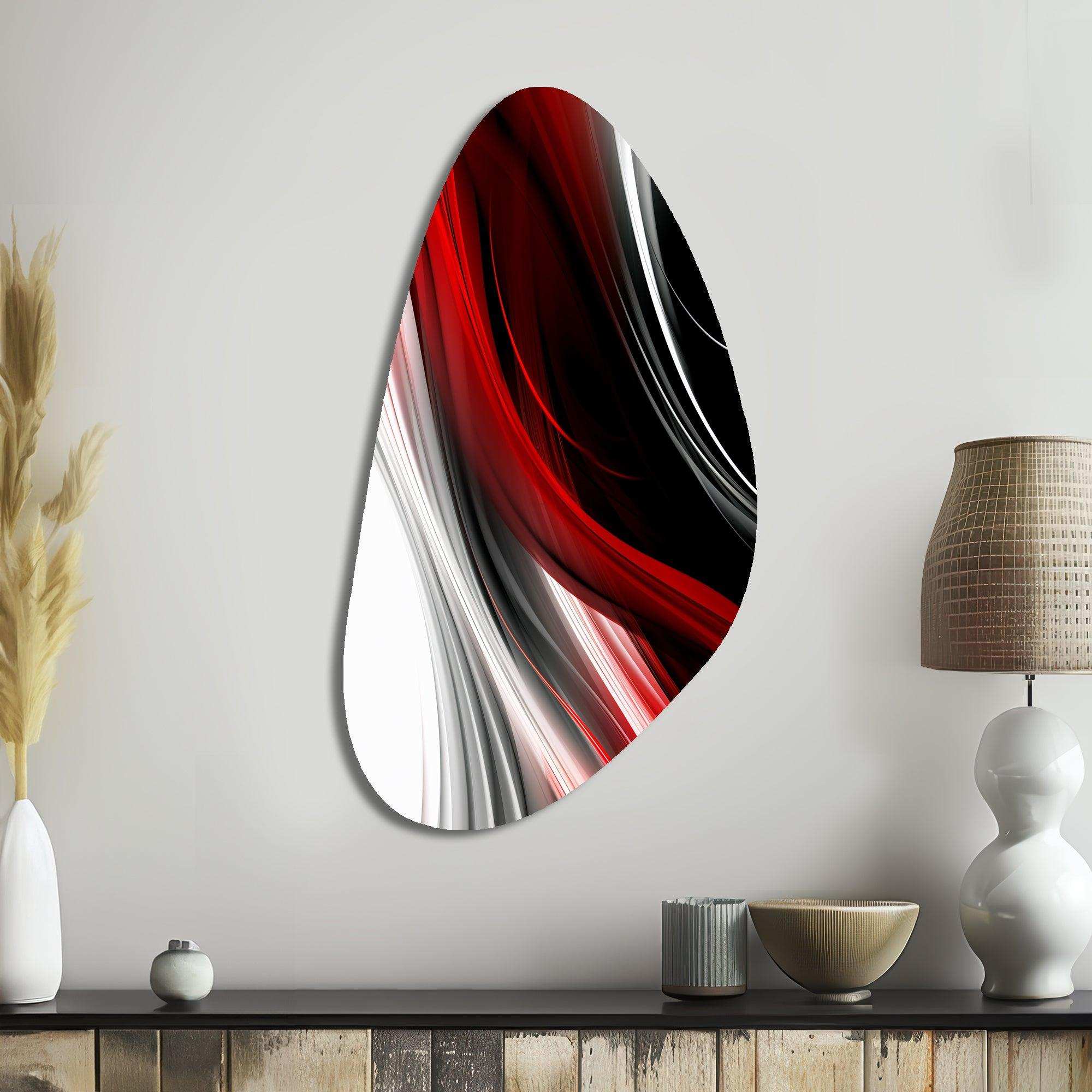 Red Black Infinite Ripples I - Asymmetric Metal Wall Art