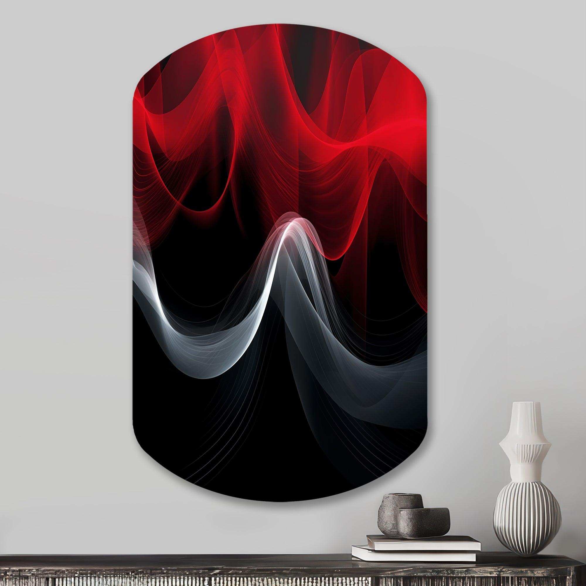 Red Black Contemplative Abstraction XI - Asymmetric Metal Wall Art