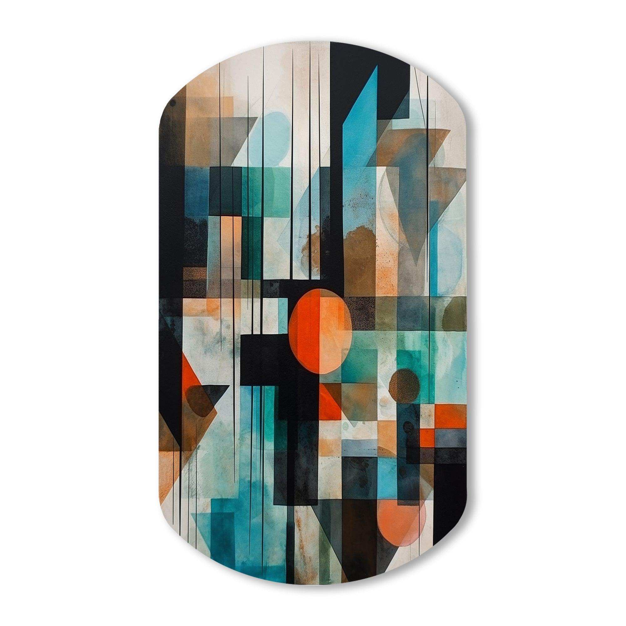 Orange Abstracted Geometric Explorations I - Asymmetric Metal Wall Art