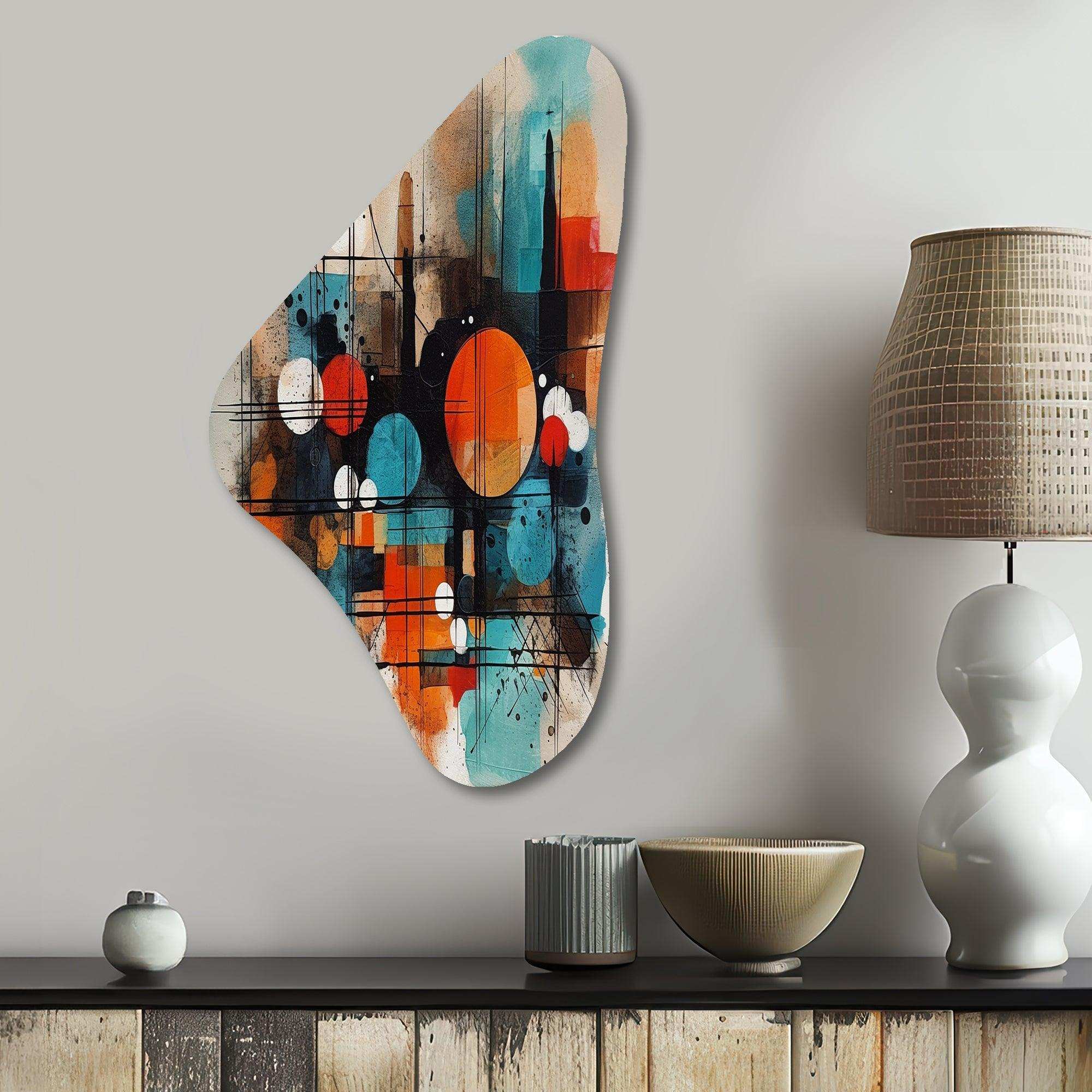 Orange Abstracted Geometric Explorations III - Asymmetric Metal Wall Art