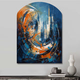 Orange And Blue Geometric Equilibrium IV - Asymmetric Metal Wall Art