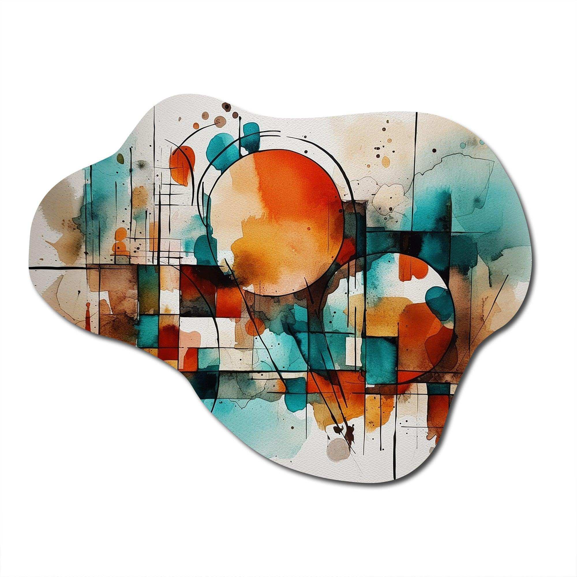 Orange Geometric Energy - Asymmetric Metal Wall Art