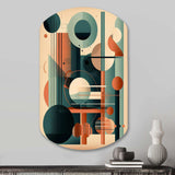 Orange And Green Mid Century Momentum IV - Asymmetric Metal Wall Art