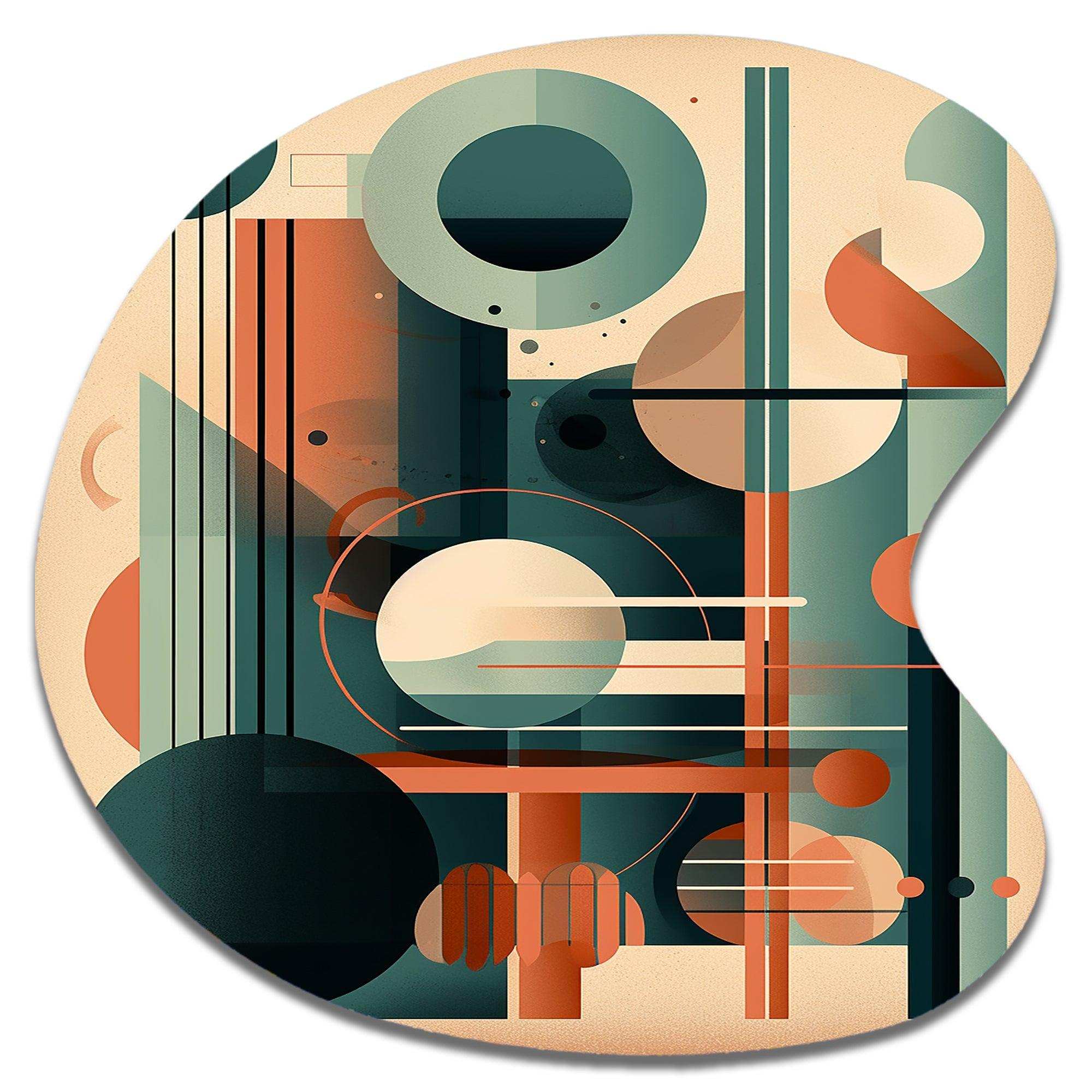 Orange And Green Mid Century Momentum IV - Asymmetric Metal Wall Art