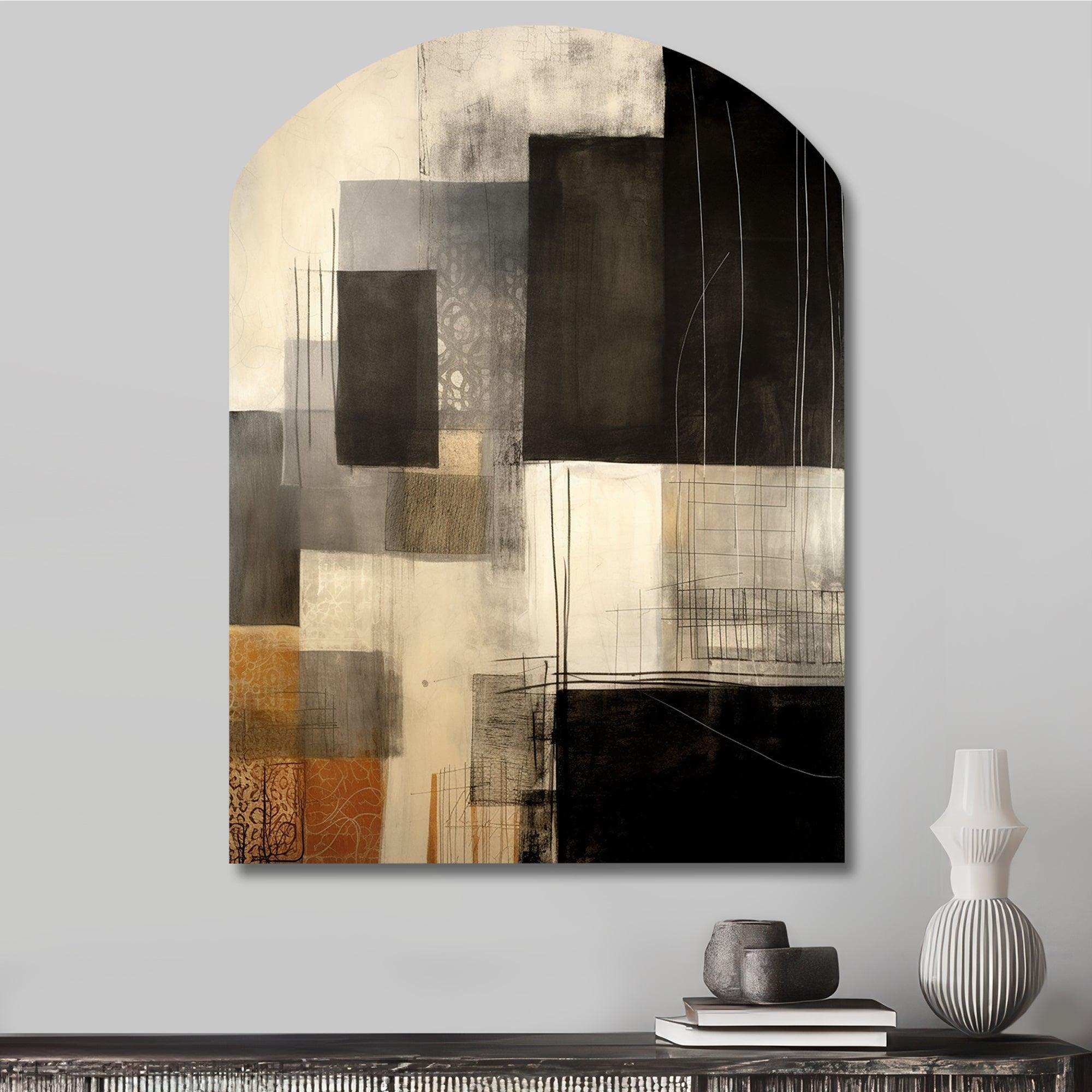 Black Mid Century Fusion II - Asymmetric Metal Wall Art