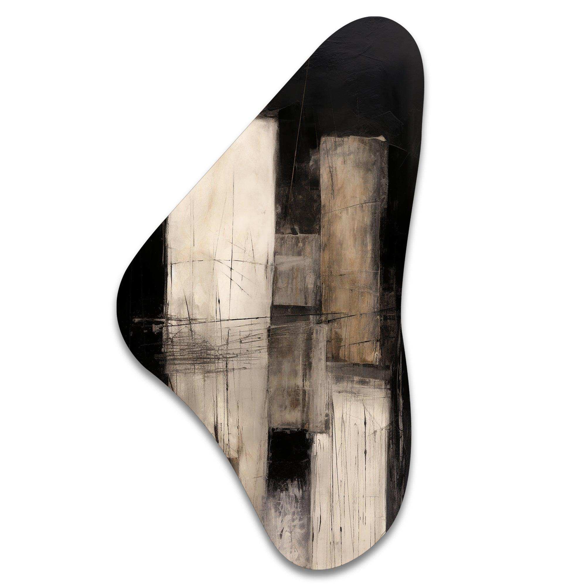 Black Mid Century Fusion IV - Asymmetric Metal Wall Art