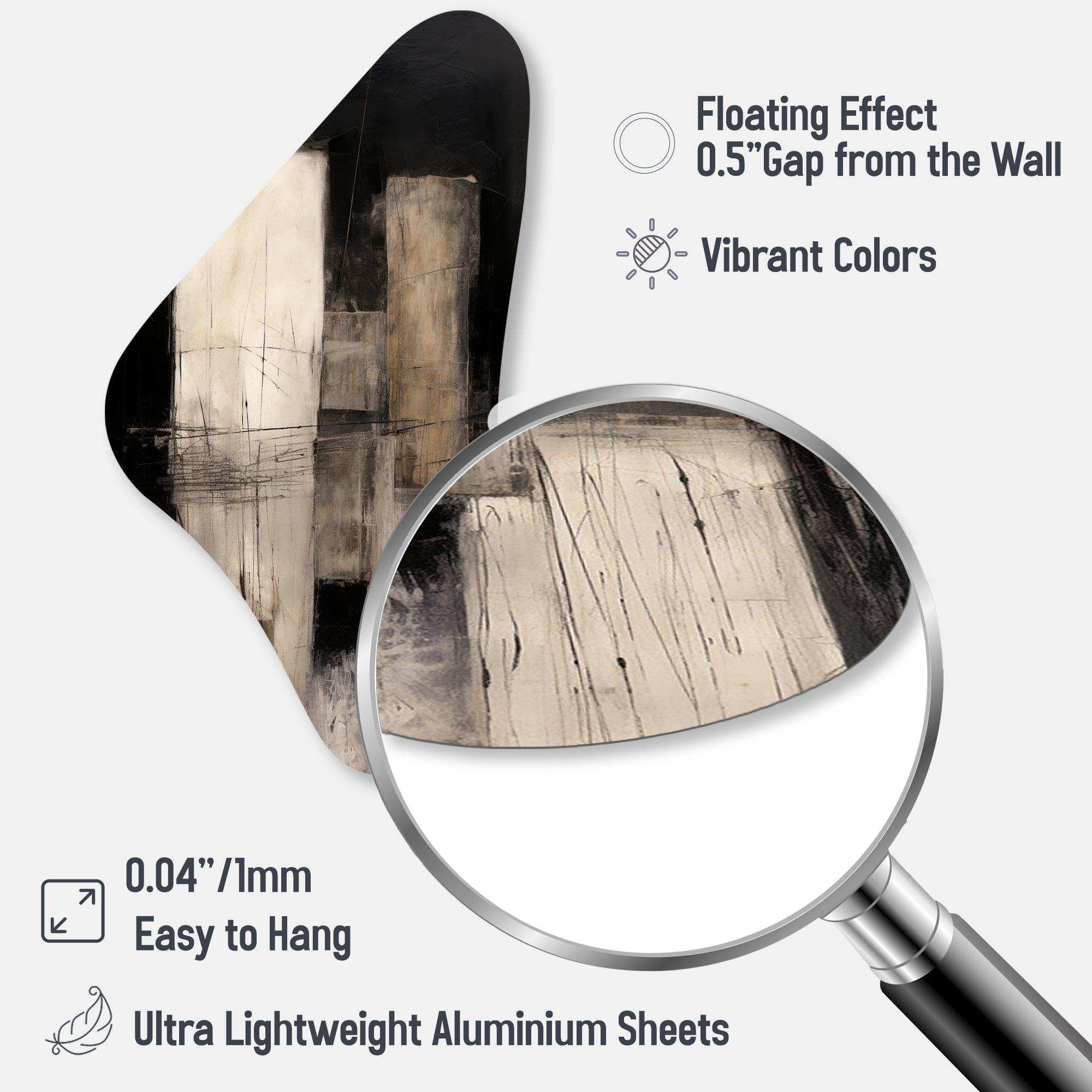 Black Mid Century Fusion IV - Asymmetric Metal Wall Art